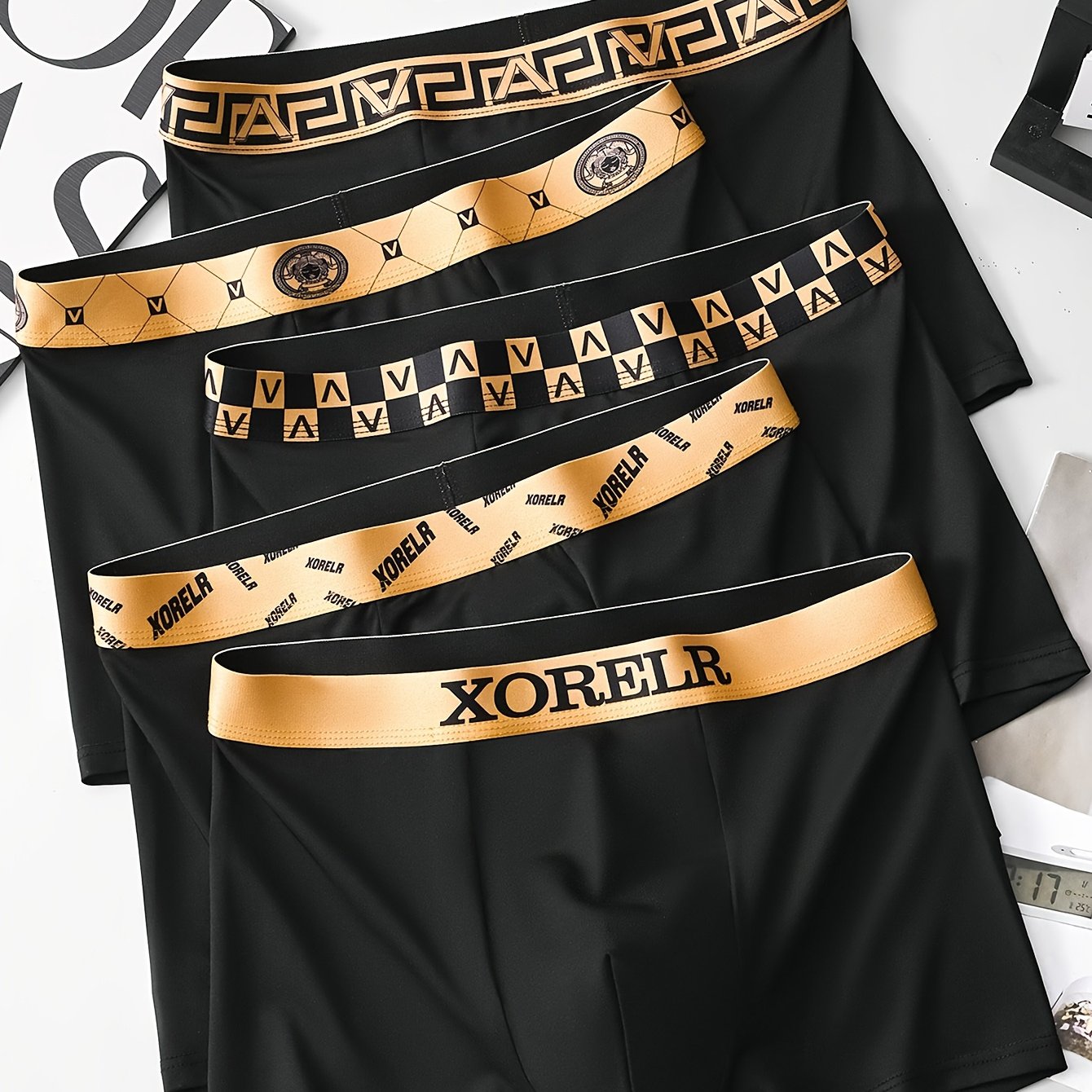 TEMU Random Set Of 3 Men&;s Underwear Featuring Embroidered Waistband Boxer Shorts