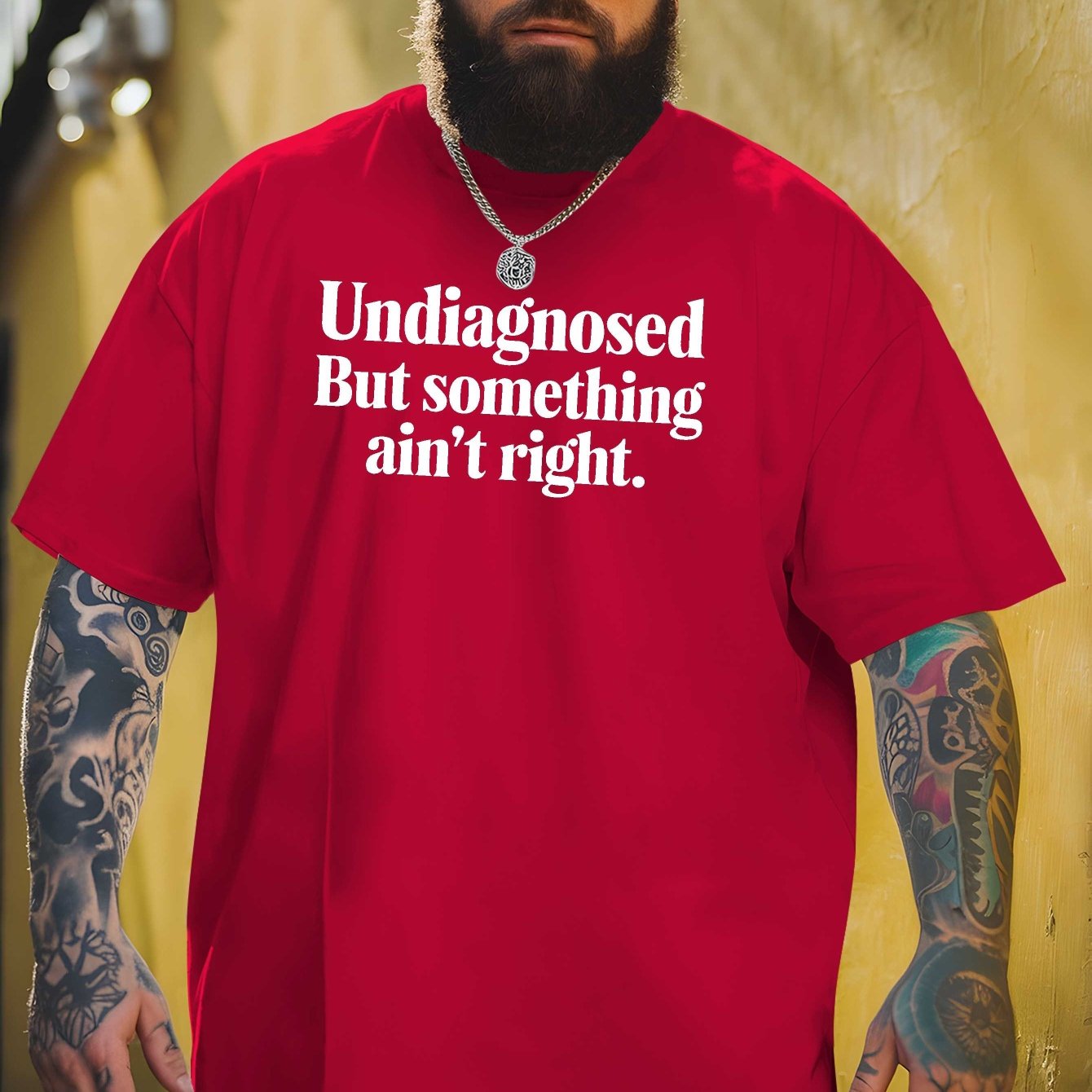 TEMU Undiagnosed But Something Right Men's Printed T-shirts Outdoor Sports And Casual Shirts Men's Latest Plus Size Loose T-shirts, Plus Size