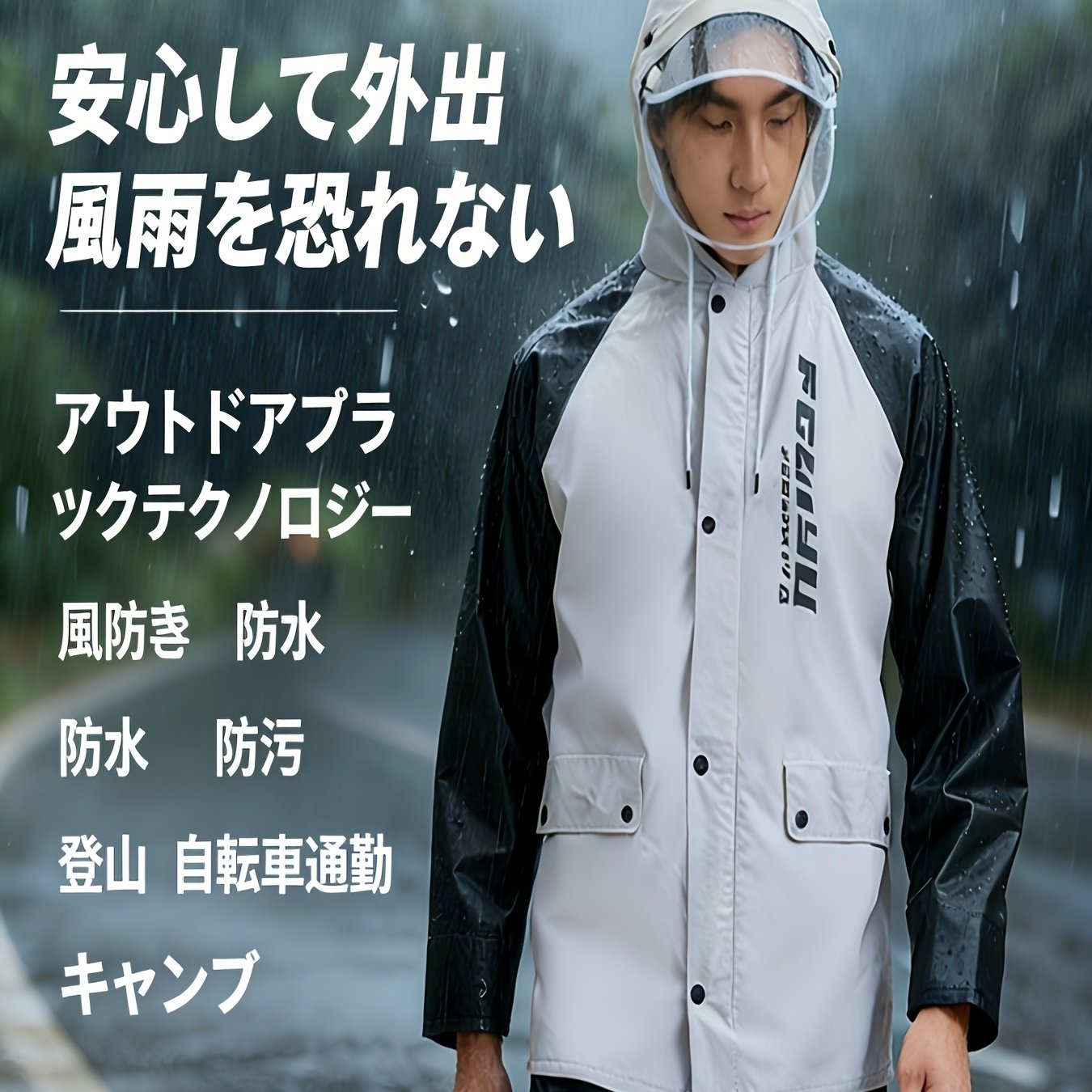 TEMU 【安心のアウトドア】登山、サイクリング、キャンプに最適な耐候性アウトドアレインジャケット。防風・防水、汚れに強いレインコート。