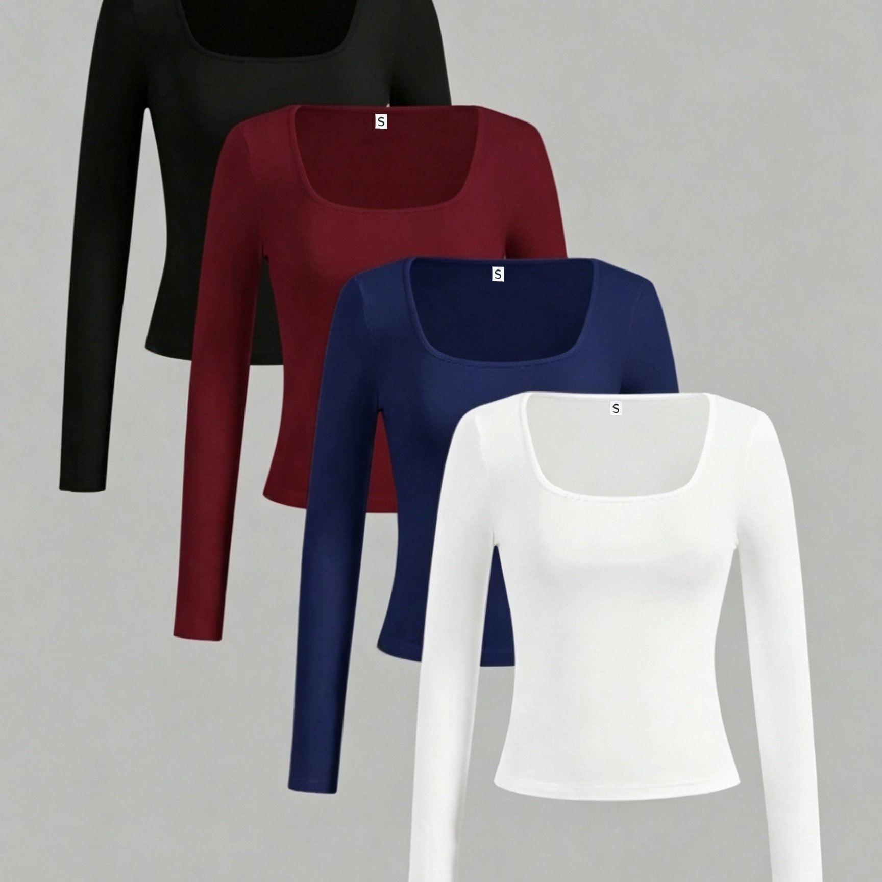 TEMU Ensemble de 4 pièces, T-shirts décontractés et faciles à , multicolores, coupe slim, , manches longues, parfaits pour les tenues féminines,