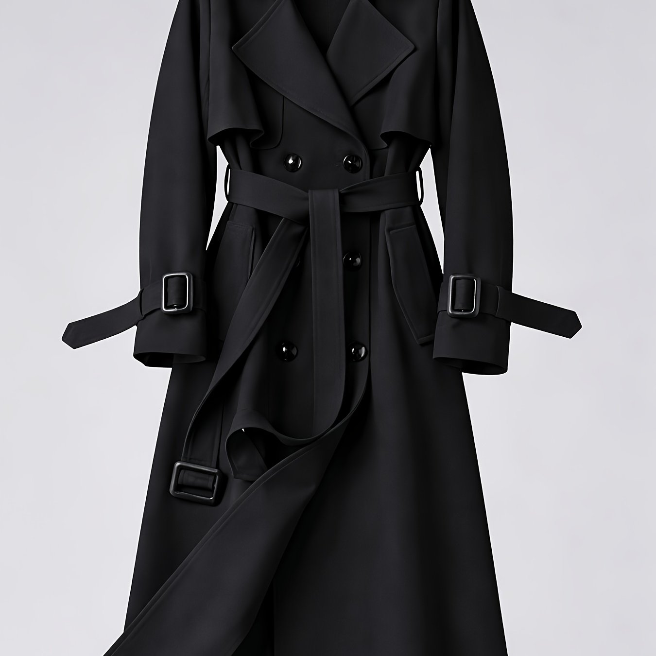 TEMU Neuer modischer eleganter einfarbiger Damen-Trenchcoat für Herbst/Winter, knielanger Trenchcoat im britischen Stil, stimmungsvolles Outfit im