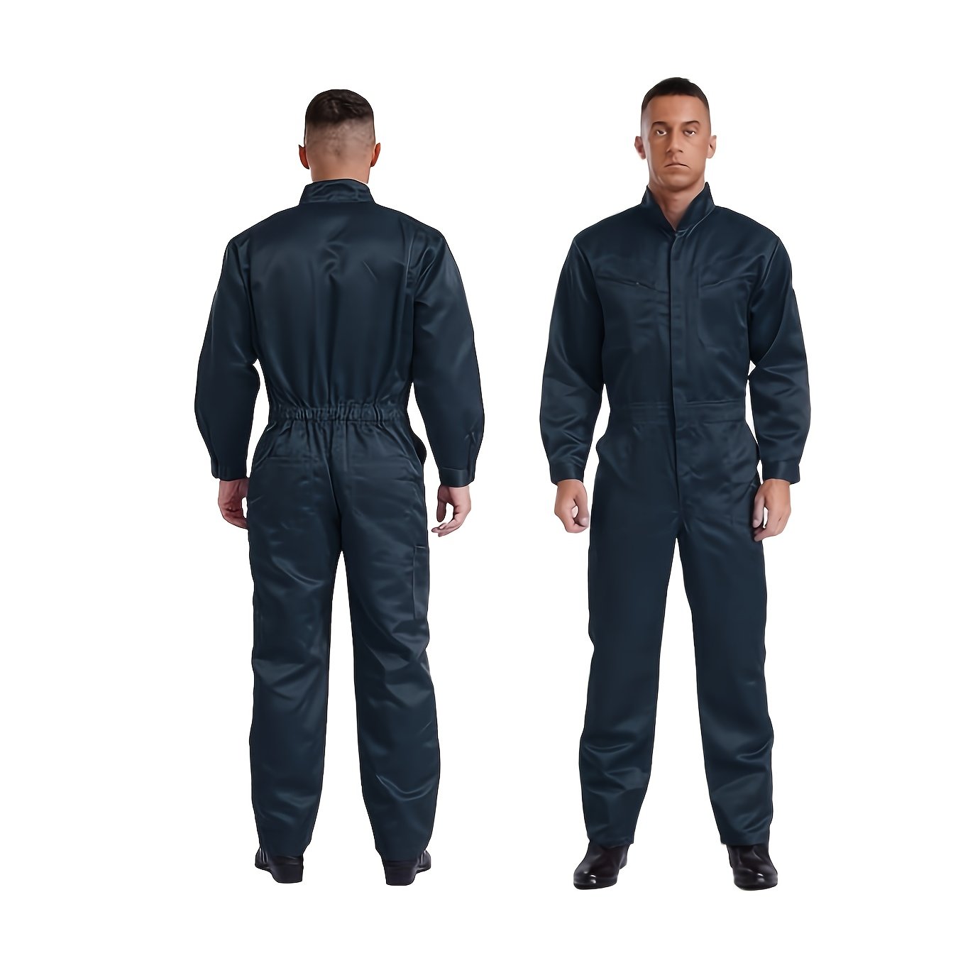 TEMU Men's Long-sleeve Coverall With Front Zipper And Multiple Pockets