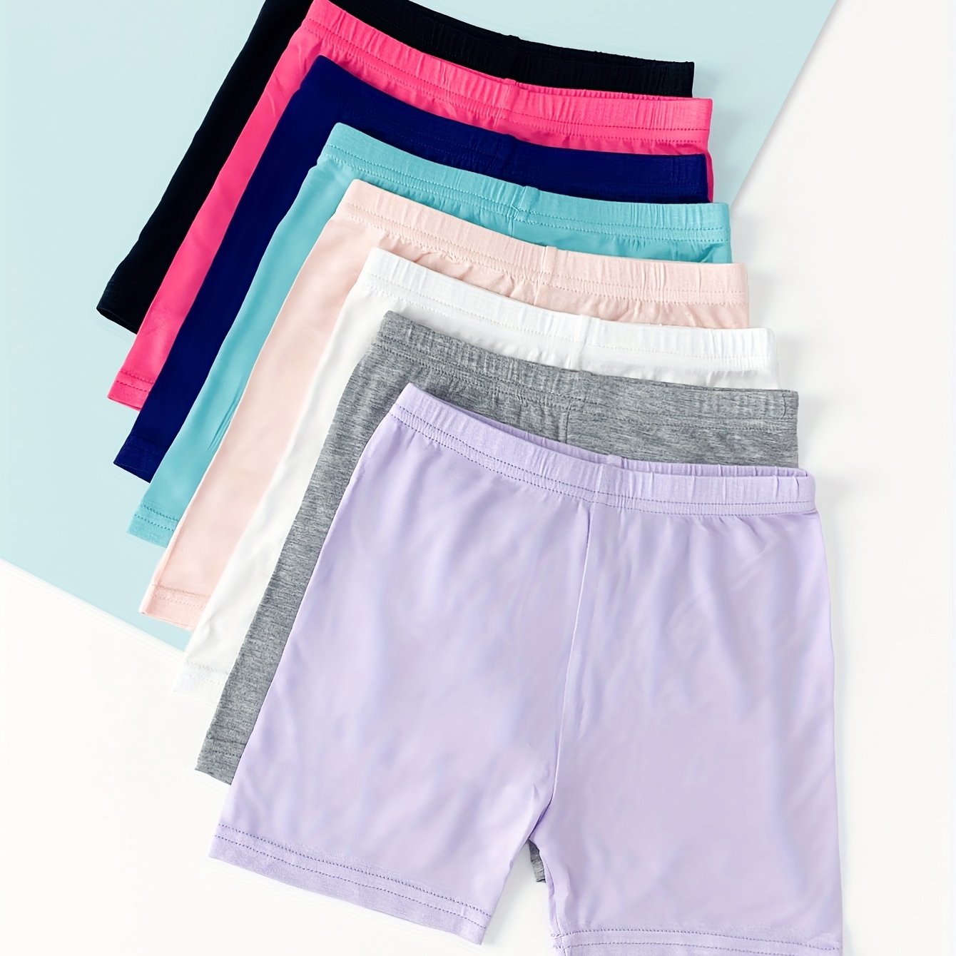 E-shop 8 Paar Mädchen Anti-Durchsichtige Sicherheits-Shorts - 3/4 Länge, Ganzjahres-, 96,5% Polyester & 3,5% Spandex, 8 Leuchtende Farben, Weiches