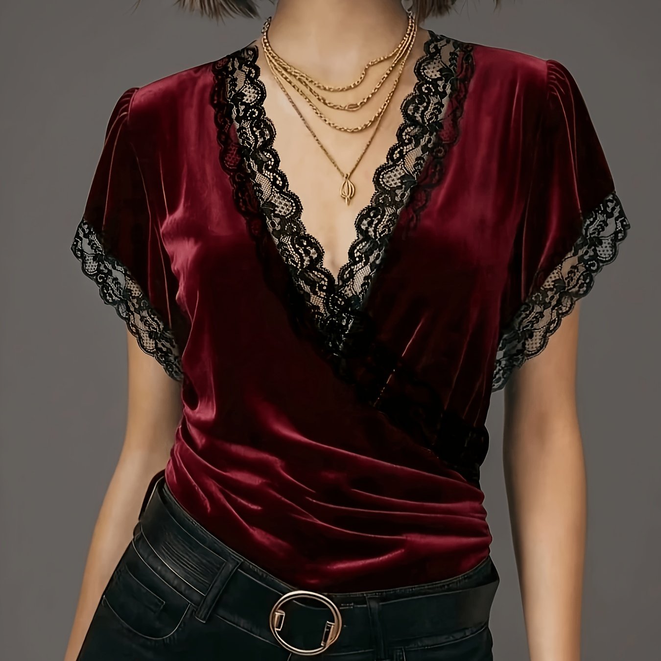 TEMU Directional Xz260617062 Women's Elegant Casual T-shirt Top