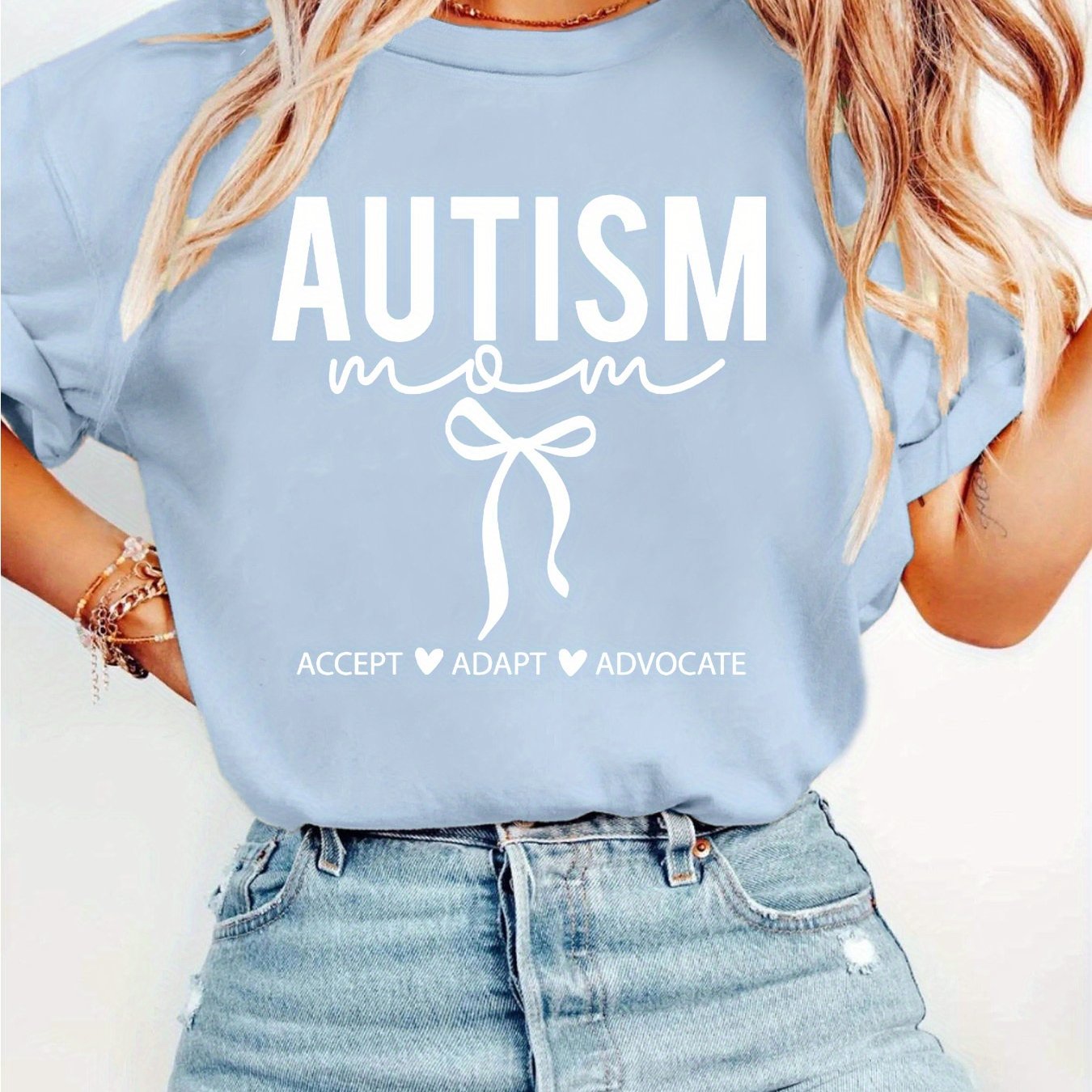 TEMU T-shirt à imprimé lettre, haut décontracté à manches courtes et col ras du cou pour l'été et , vêtements pour femme
