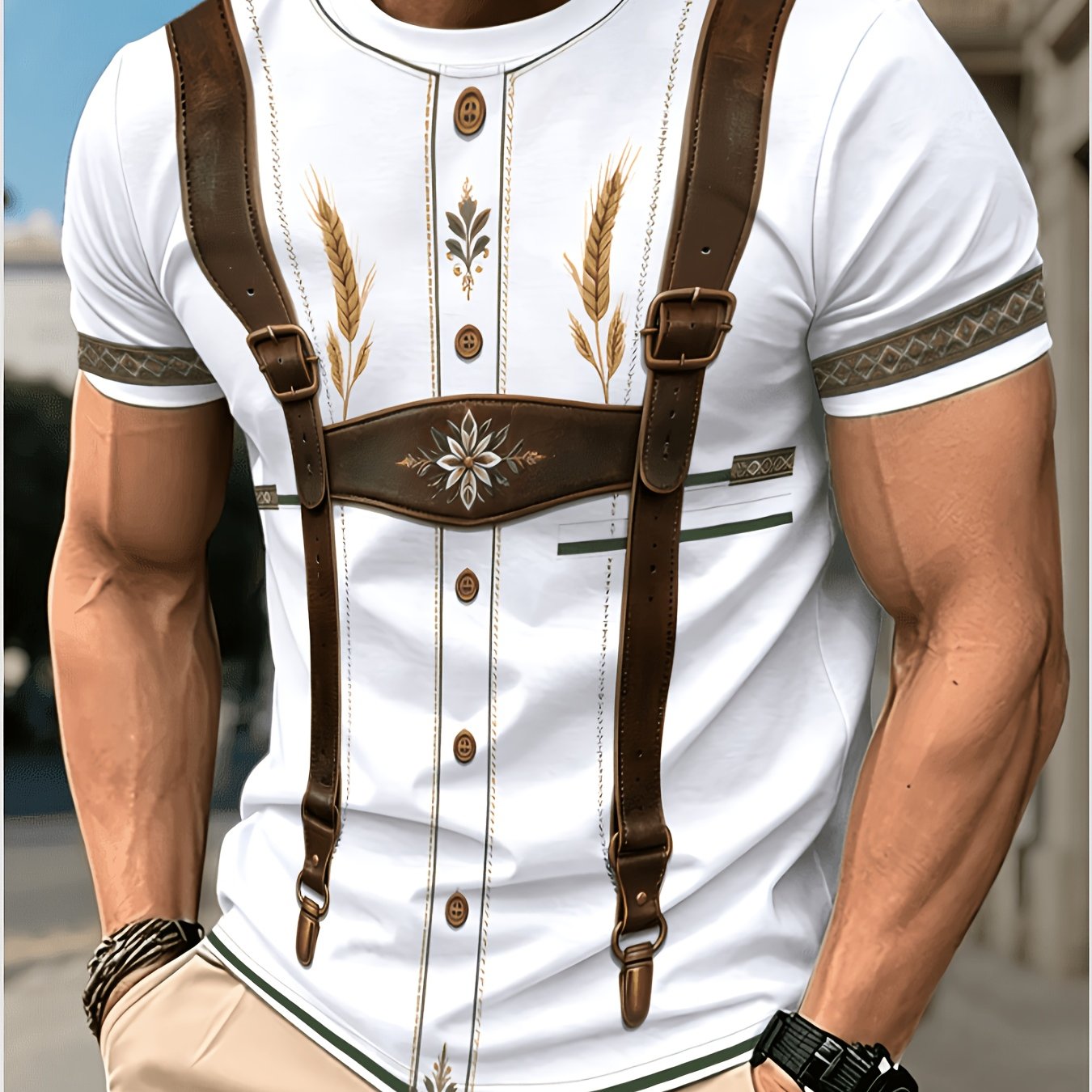 TEMU [print Design - Not Textured] Men's Retro German T-shirt, Oktoberfest Style, Wear
