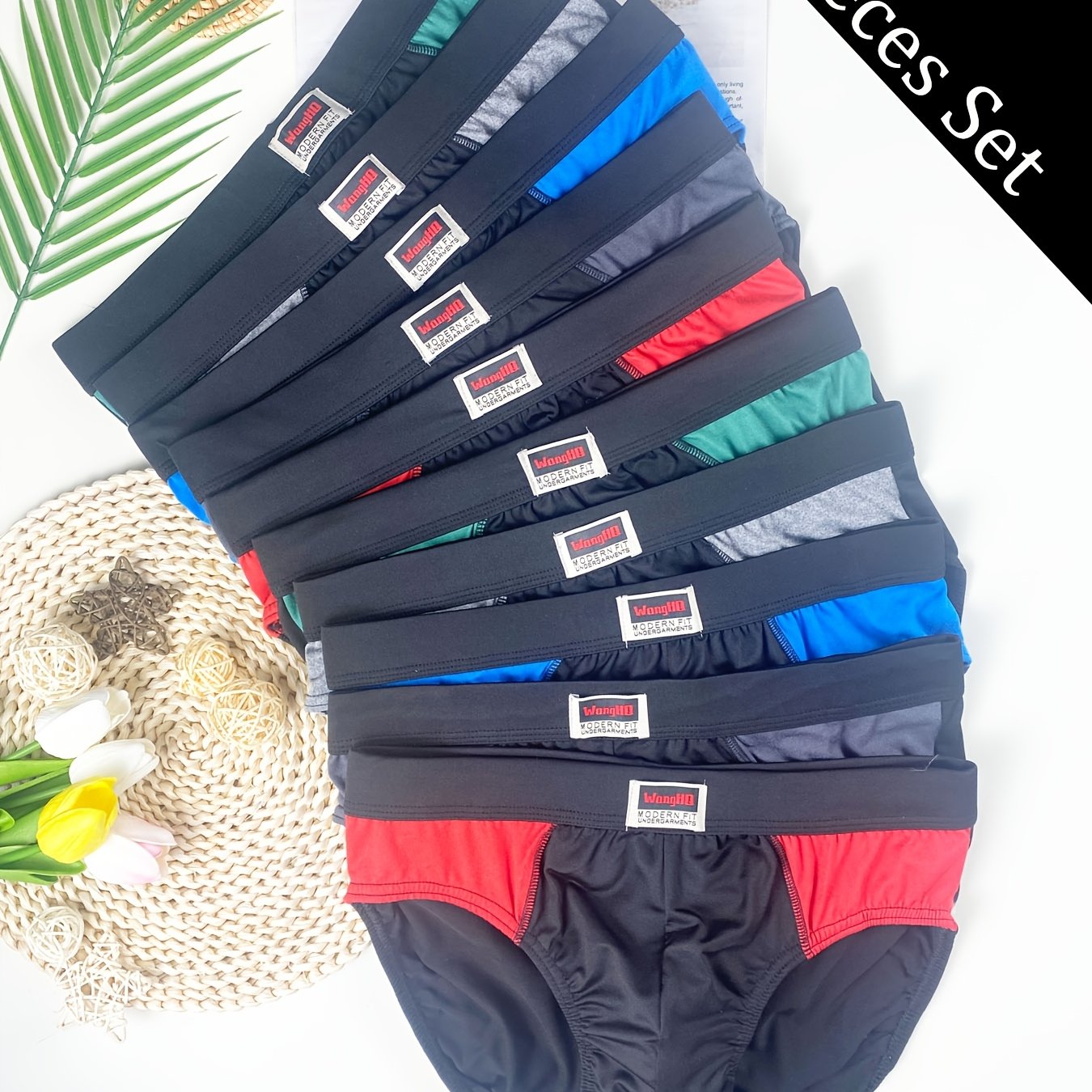 E-shop 10er-Pack Herren Mesh Dreieckslätzchen Trendige Mode Taillenbund Bequeme Herrenunterwäsche Sexy Bequem, Cool -Spandex-Mischung Dessous, mit