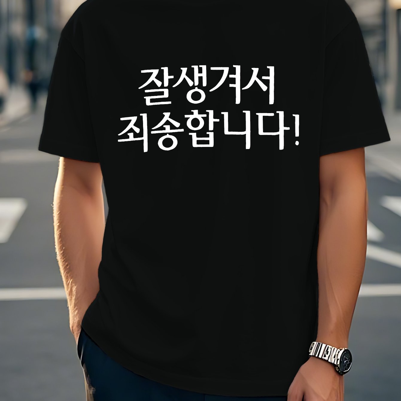 TEMU 재미있는 한국 남성용 반팔 티셔츠 여름 티셔츠 탑