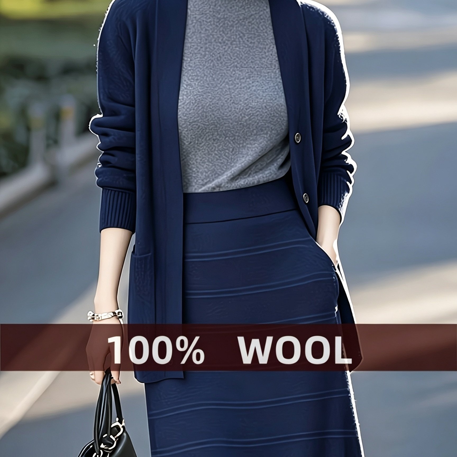 TEMU Spring Autumn Winter Outerwear Korean Style Solid Color Pocket Cardigan Women's Mid-length Loose Long Sleeve Easy Sweater Jacket