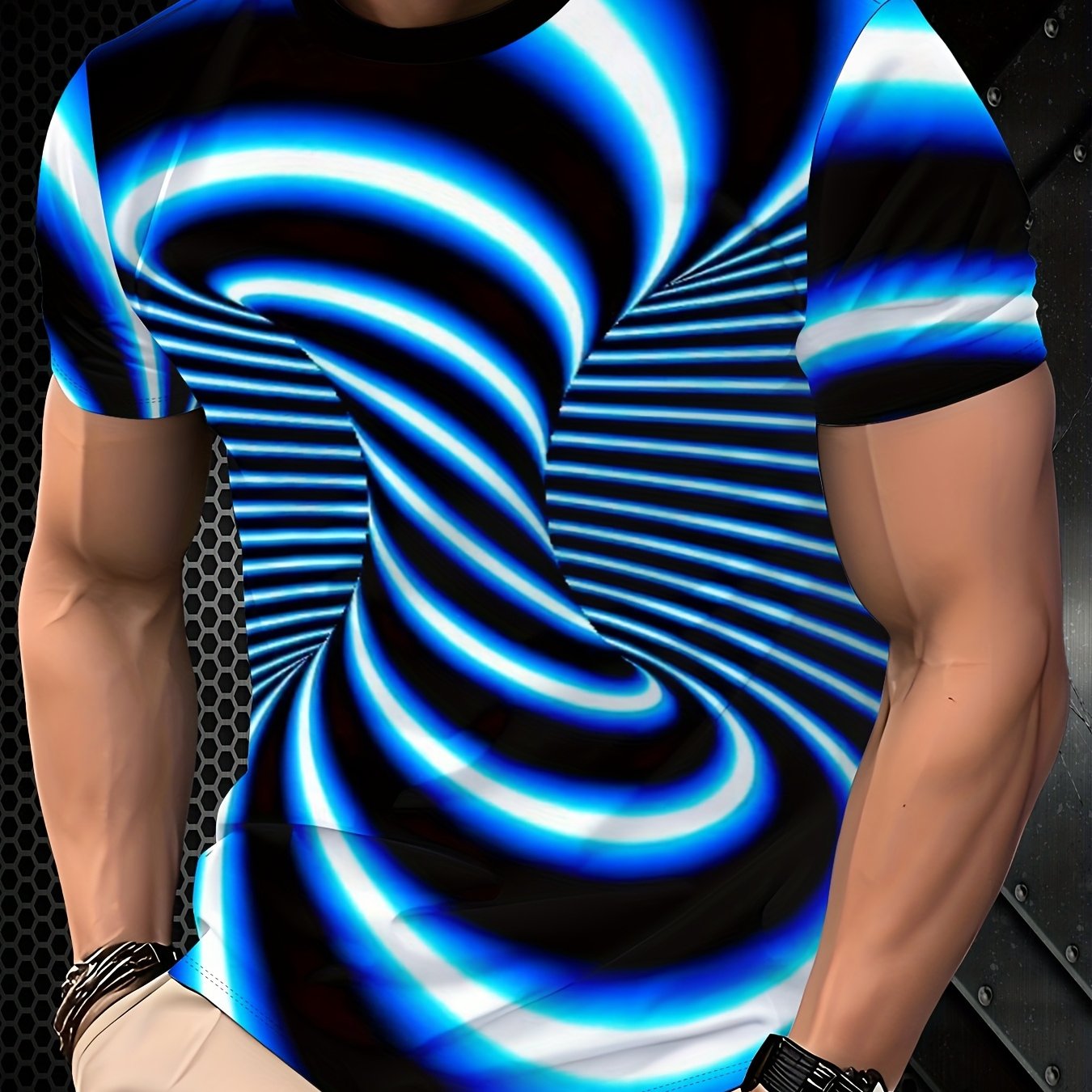 TEMU Men's Casual Sports T-shirt - Vibrant Street , Breathable Round Neck Regular Fit, Machine Washable Summer Top, Cool Gift, Artistic Fashion,
