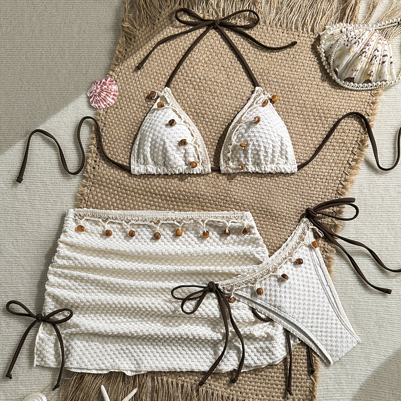 TEMU 2026 Nieuwe Lente/Zomer Kleur Vetersluiting Bikini 3- Zwempak