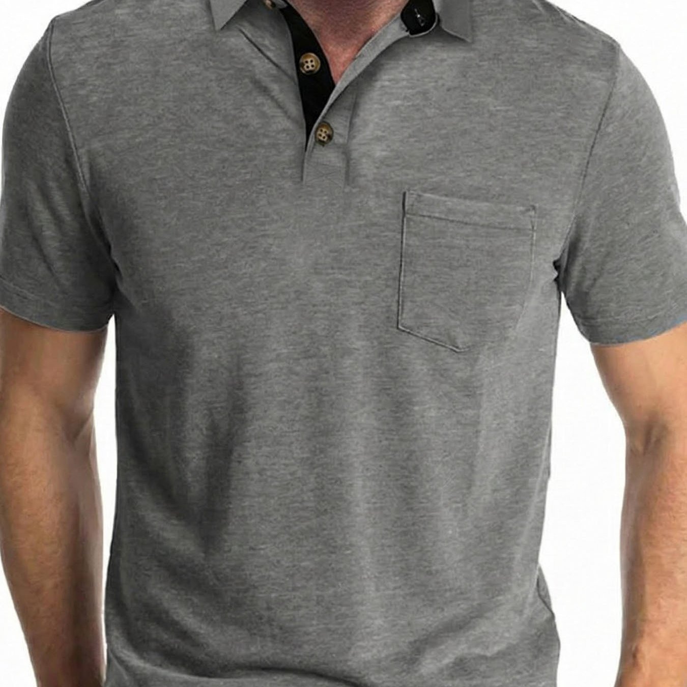 TEMU Kj-p035 New Summer Casual Short-sleeved Collared Multi-button Solid Color Shirt Men's Clothing