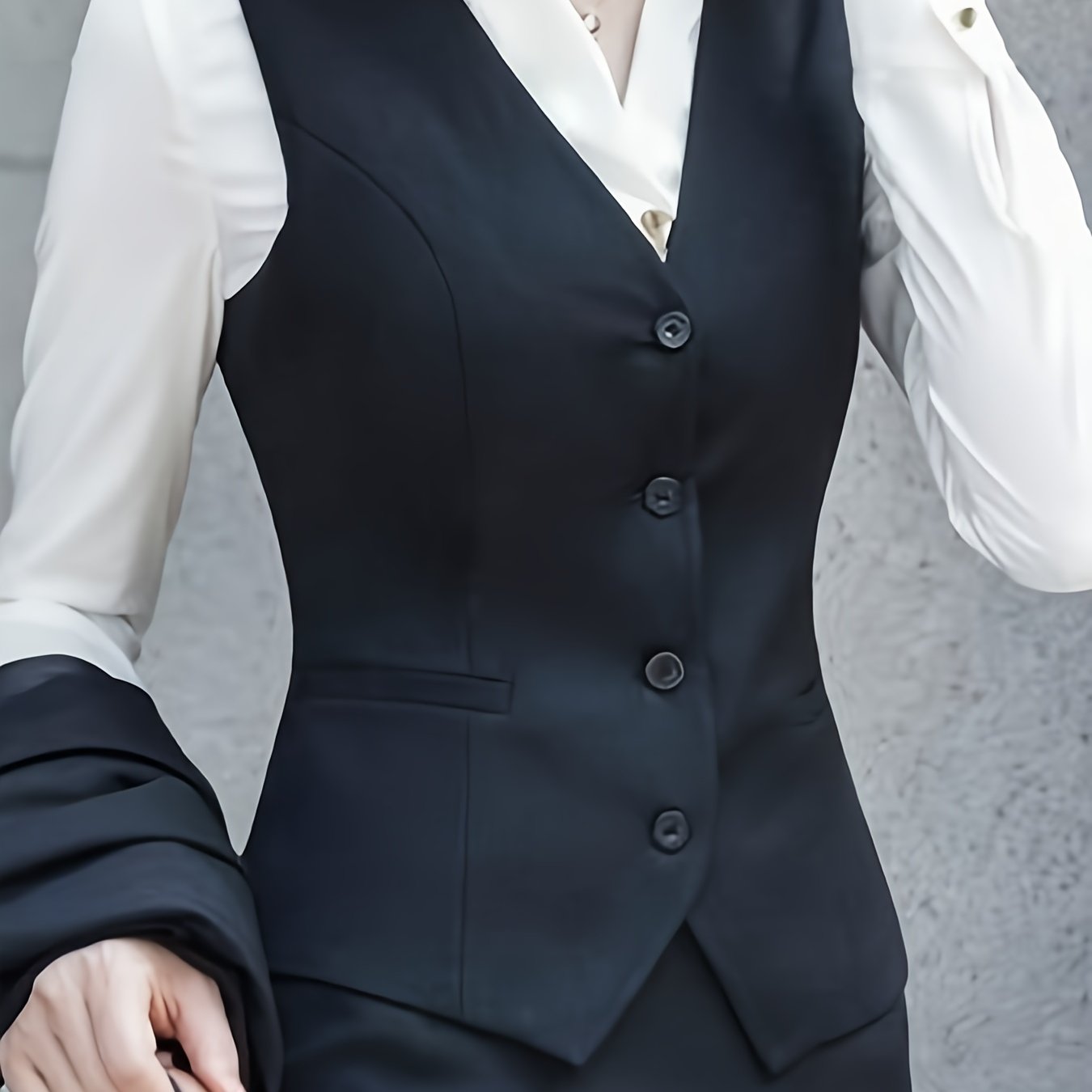 Women's Fully Lined 4 Button V-neck Dress Vest Waistcoat