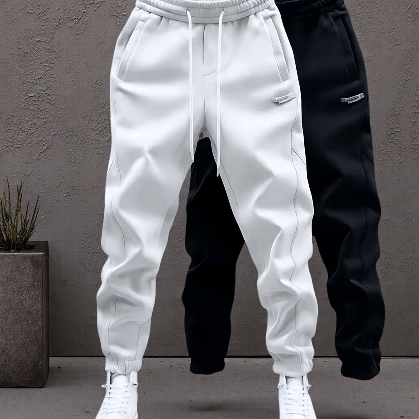 TEMU 2pcs Set - Men's Casual Athletic Long Pants, Suitable For Running Ankle-cinching Trousers
