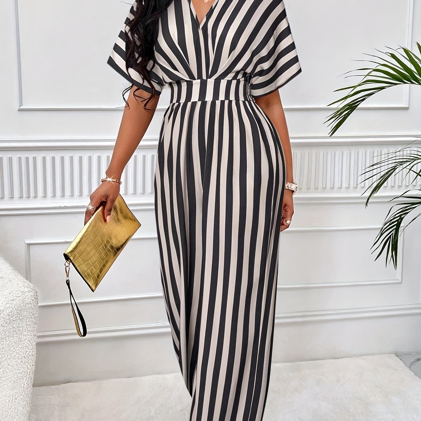 TEMU Print Batwing Sleeve Random Print Jumpsuit