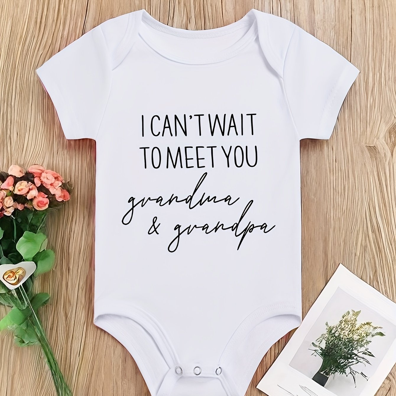 Image of You " Letter Slogan Print Baby Clothes Baby Boy Triangle Romper Newborn Announcement Baby Gift Pregnancy Gift 100% Comfortable Baby Clothes Grandparents Gift, For Outdoor