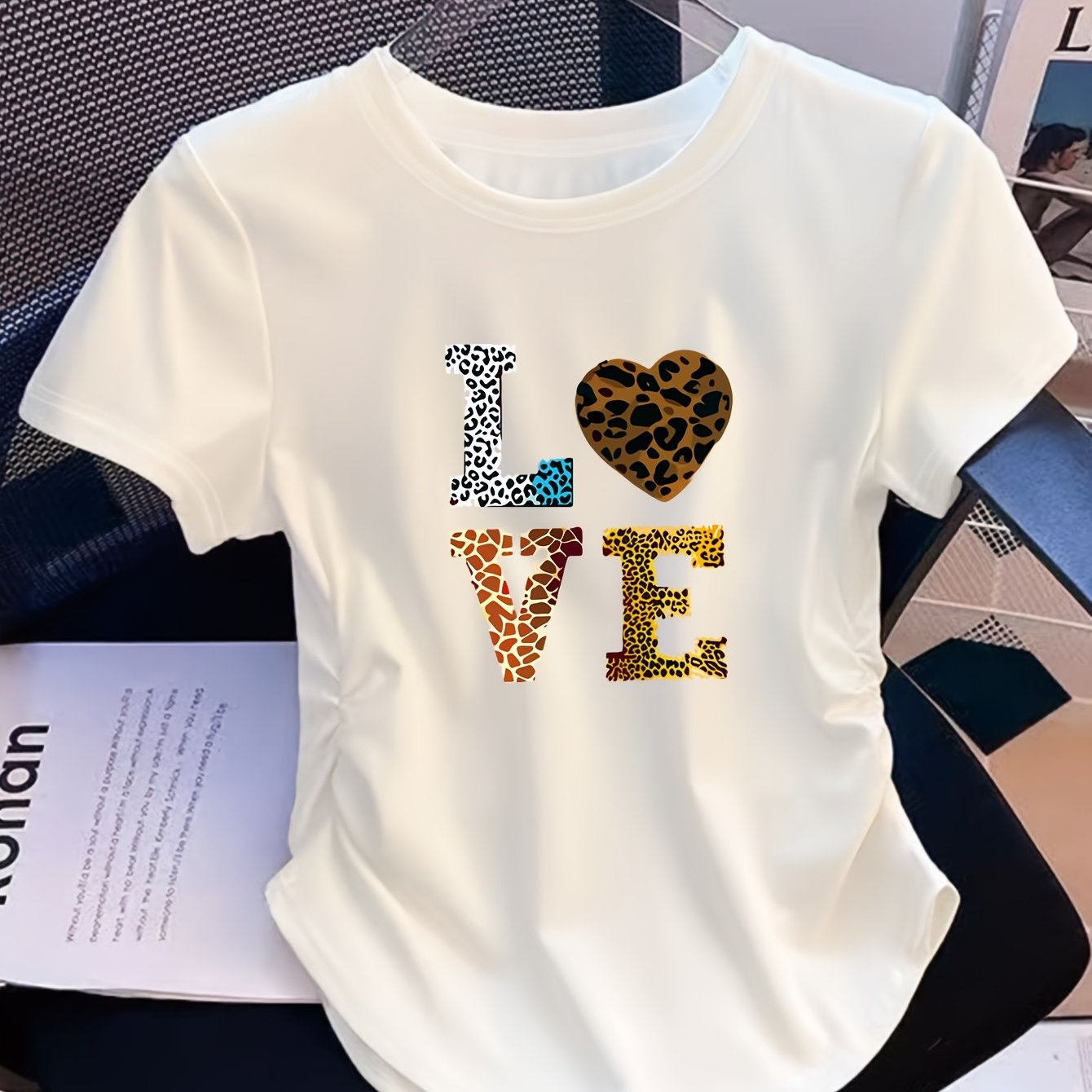 TEMU Newly Women's Waist Up Contraction Shows A Slim Figure, Elastic And Very Suitable For Casual Women's Modern Fashion Tops, Comfortable Printed