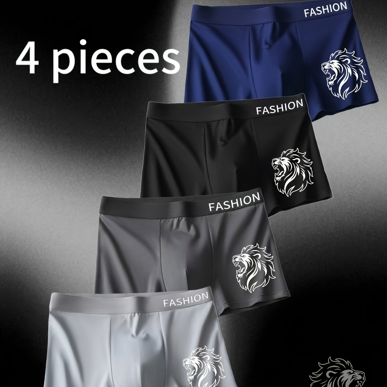 TEMU 4pcs Boxer Briefs Set With Head, For Daily Wear And Sports, Fashionable Print To Show, Comfortable And Durable