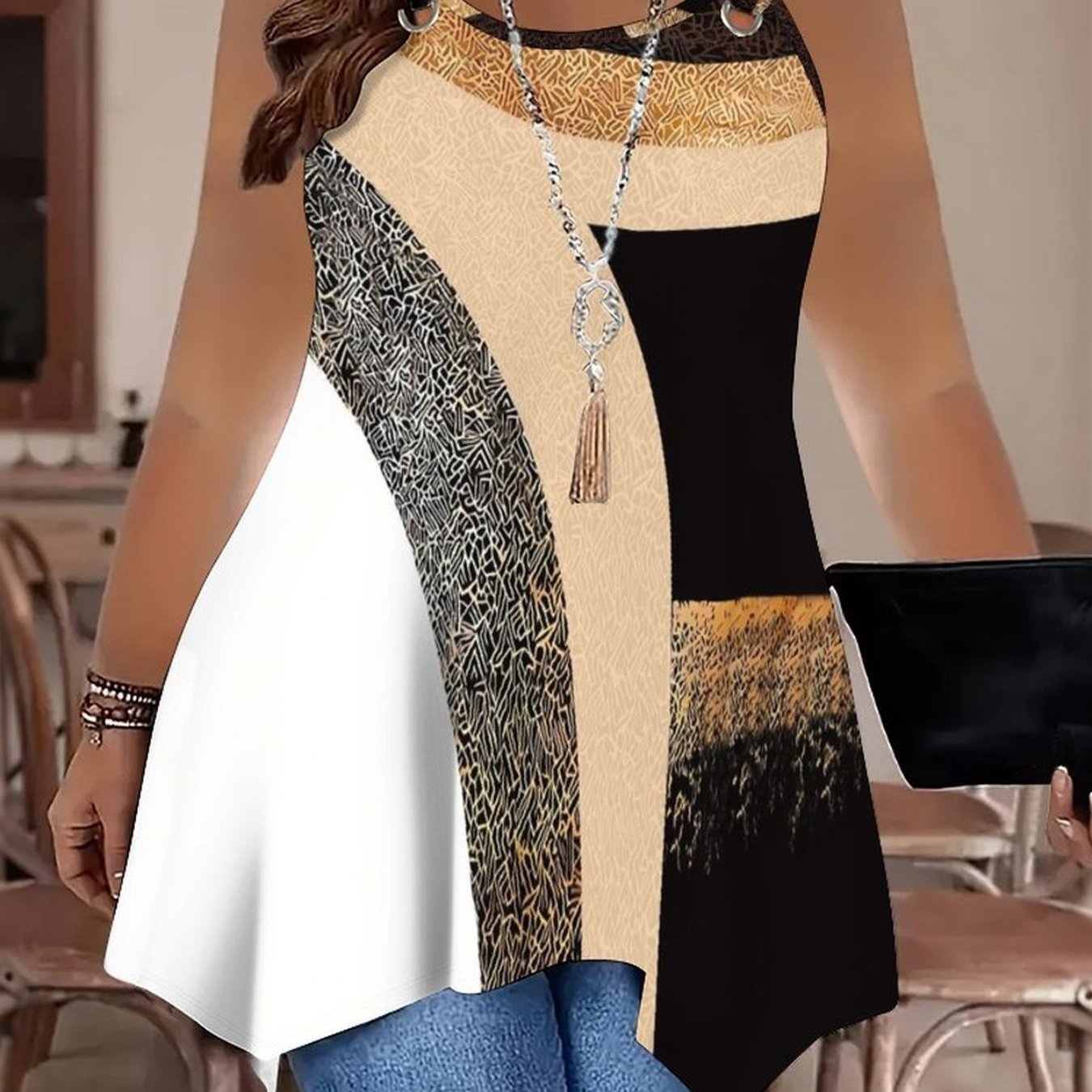 Plus Size - Women's Casual And Fashionable Large-size Tank Vest, Pattern