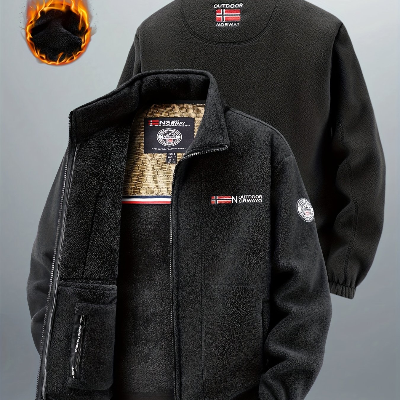 TEMU Men's Thickened Fleece Jacket With A Collar