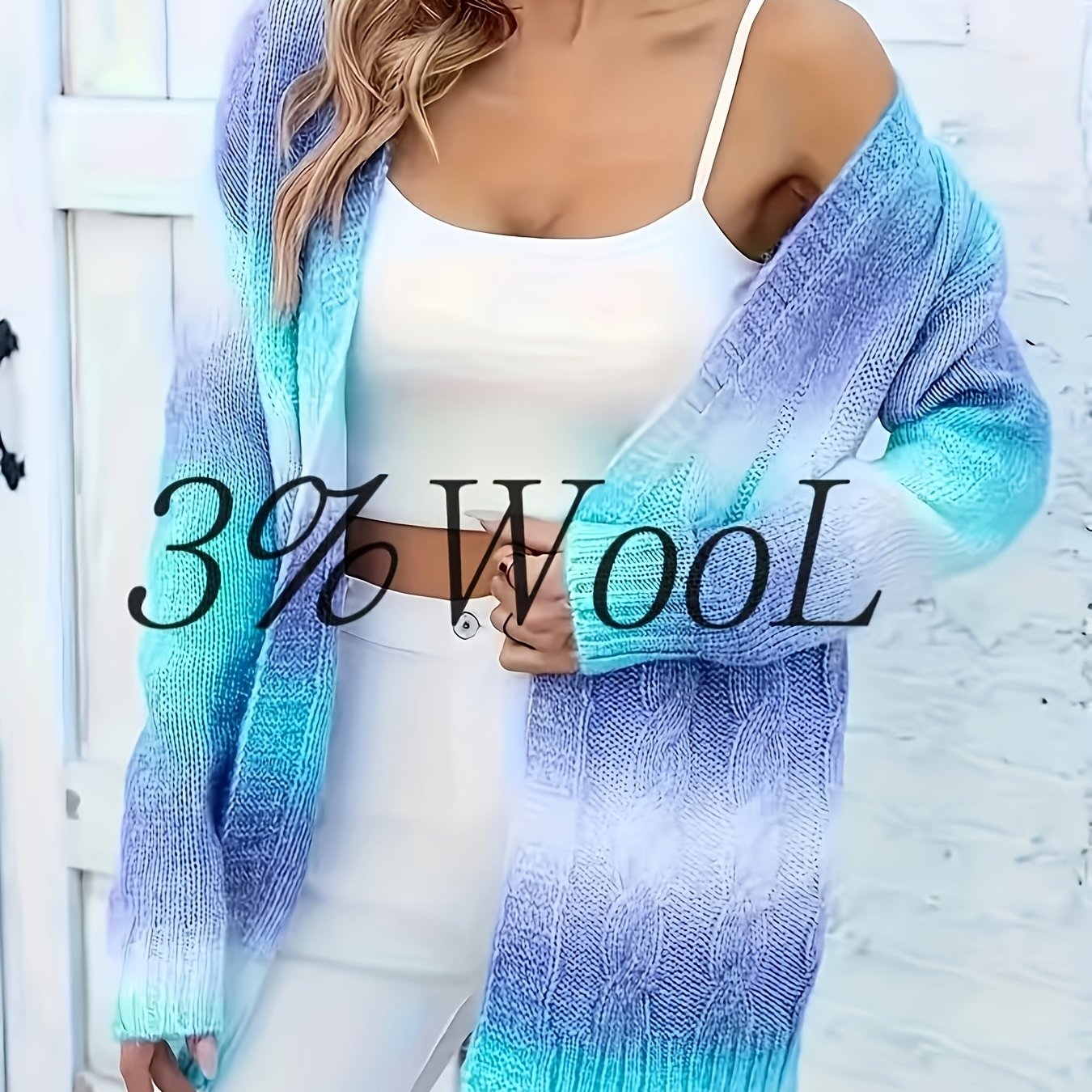 Image of 2026 Soft And Plush Women's Casual Loose Cardigan, Wool Long-sleeve Tie-dye Soft Outerwear, Stylish And Versatile Autumn/winter Style, Product Contains 3% Wool