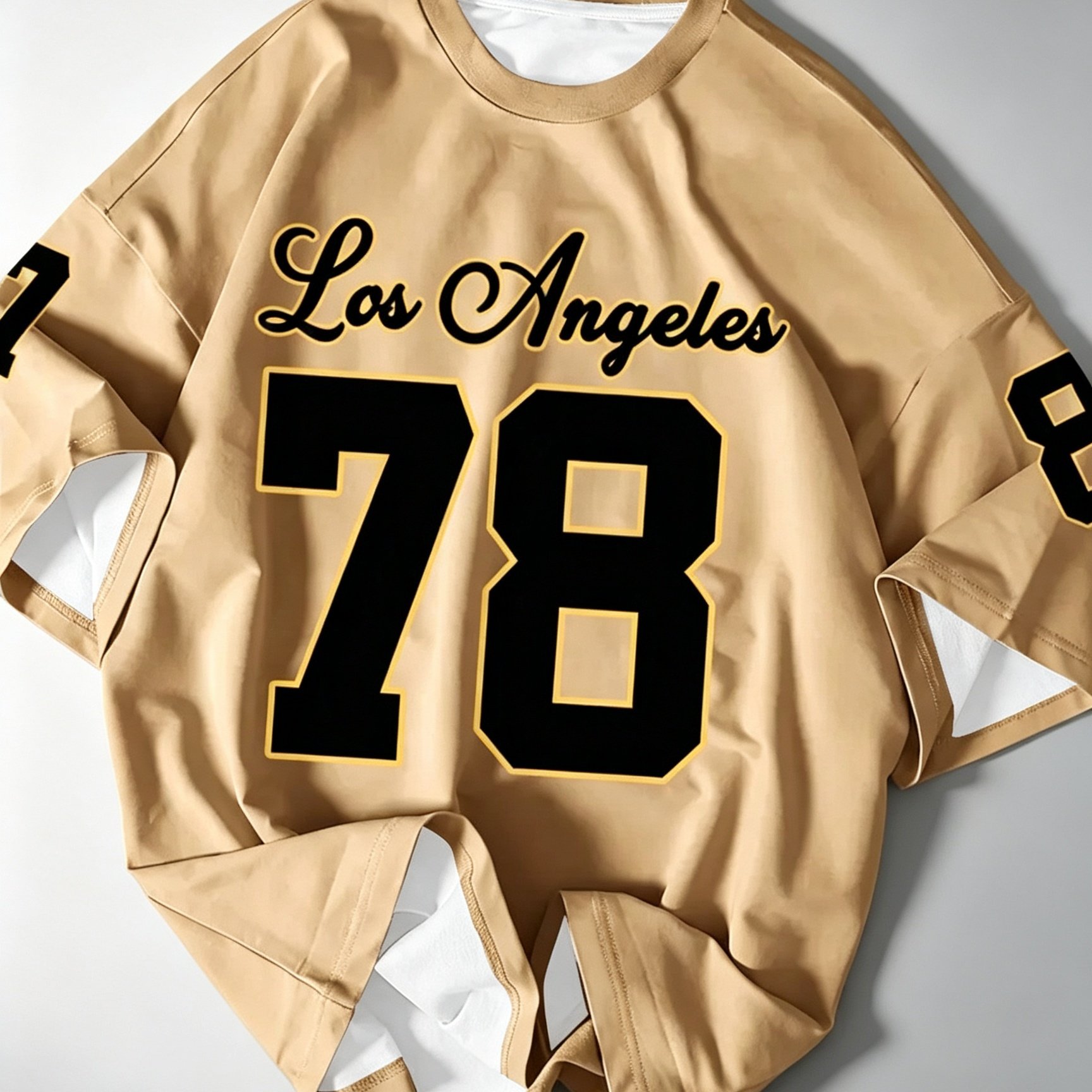TEMU Casual Sporty Style T-shirt - A Fashionable And Casual Crewneck Top Featuring A Los Angeles "78" Print Design, A Comfortable And Versatile Men's