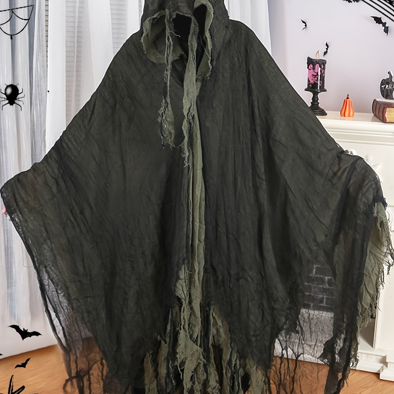 Halloween Reaper Cloak, Halloween Party Costume Prop Rag Cape, Suitable Sizes: S-l