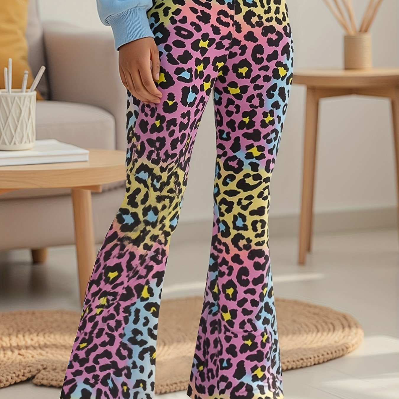 Image of Fashionable And Casual Print Flared Leggings For Girls Aged 3. Wear, School, Street Style, Outdoor Activities, And Occasions. A For Your Girl, Autumn Essentials
