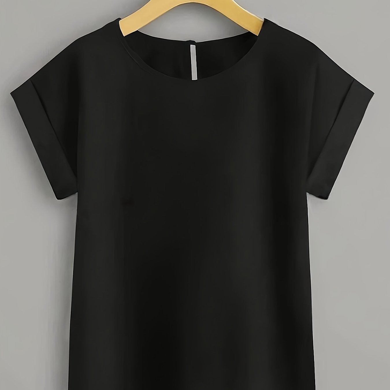 Solid Color Spring And Summer Neck Drop Shoulder Short Sleeve Versatile Temperament Commuter Top T-shirt