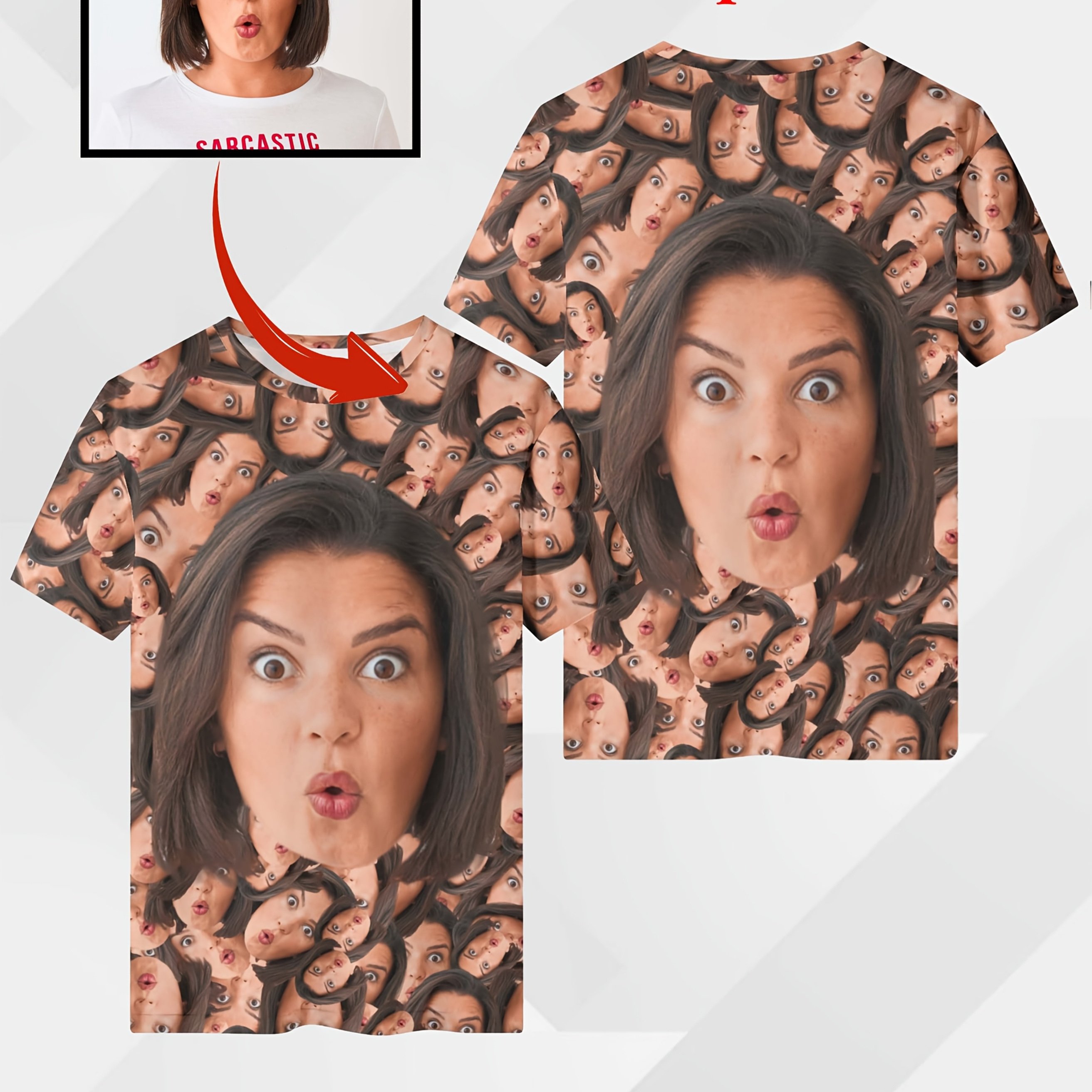 TEMU Custom Men's T-shirt - Personalized Face Print, Fun , Short Sleeve Loose Fit, Summer Comfortable Fabric, Pet-, Suitable For Him