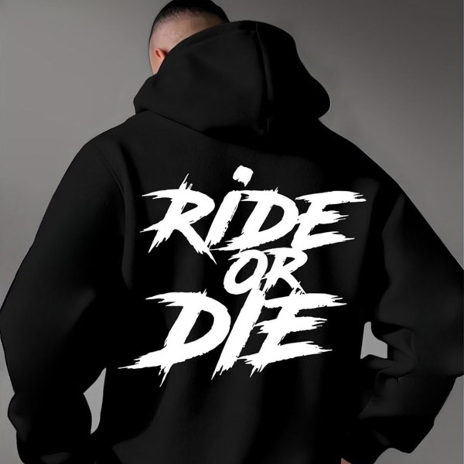 TEMU Fashionable, Men's Black Hoodie, "" Graffiti Print Design, With Kangaroo Pocket, Comfortable Casual Sweatshirt, Multiple Sizes Available, Ideal