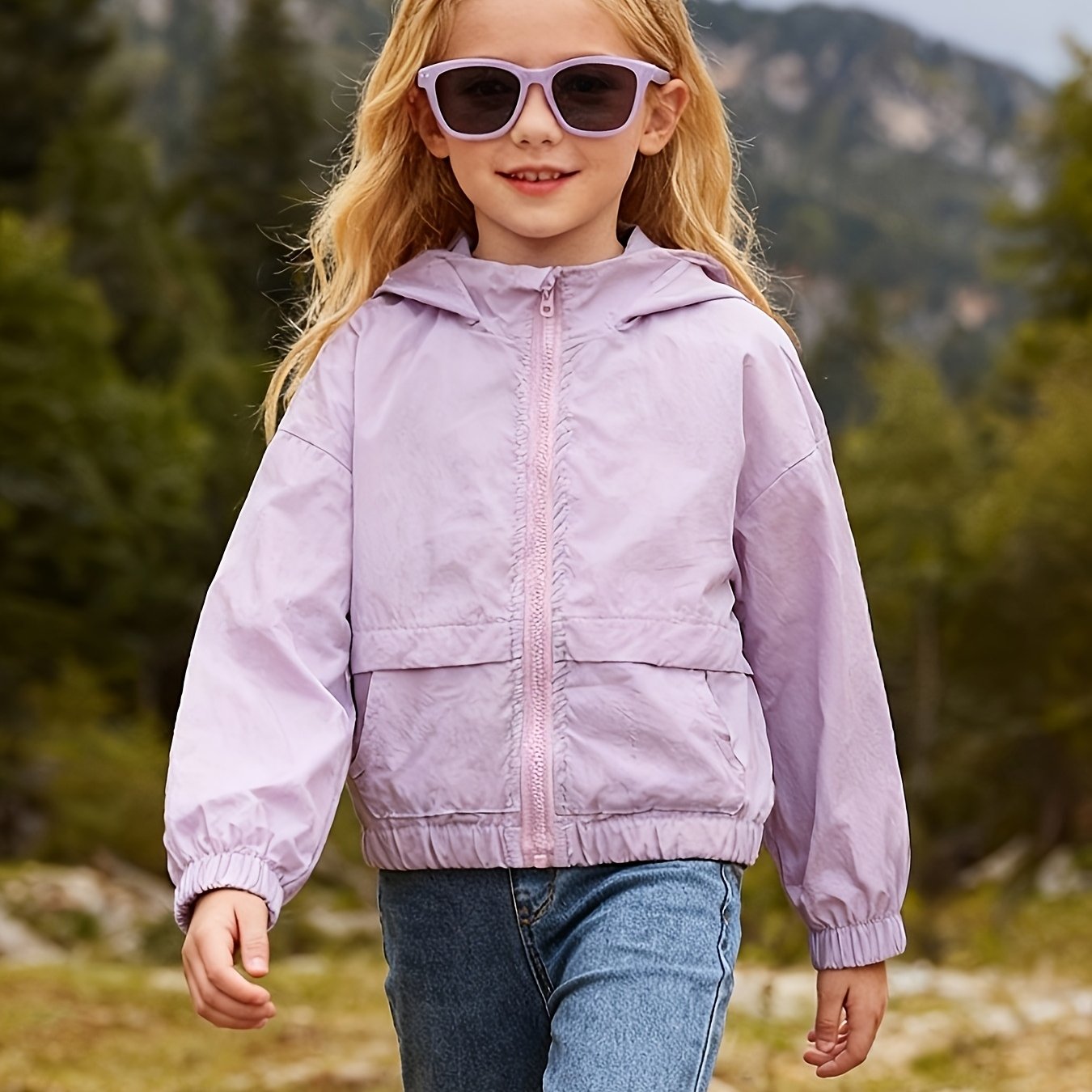 Solid Color Lightweight Jacket for Girls