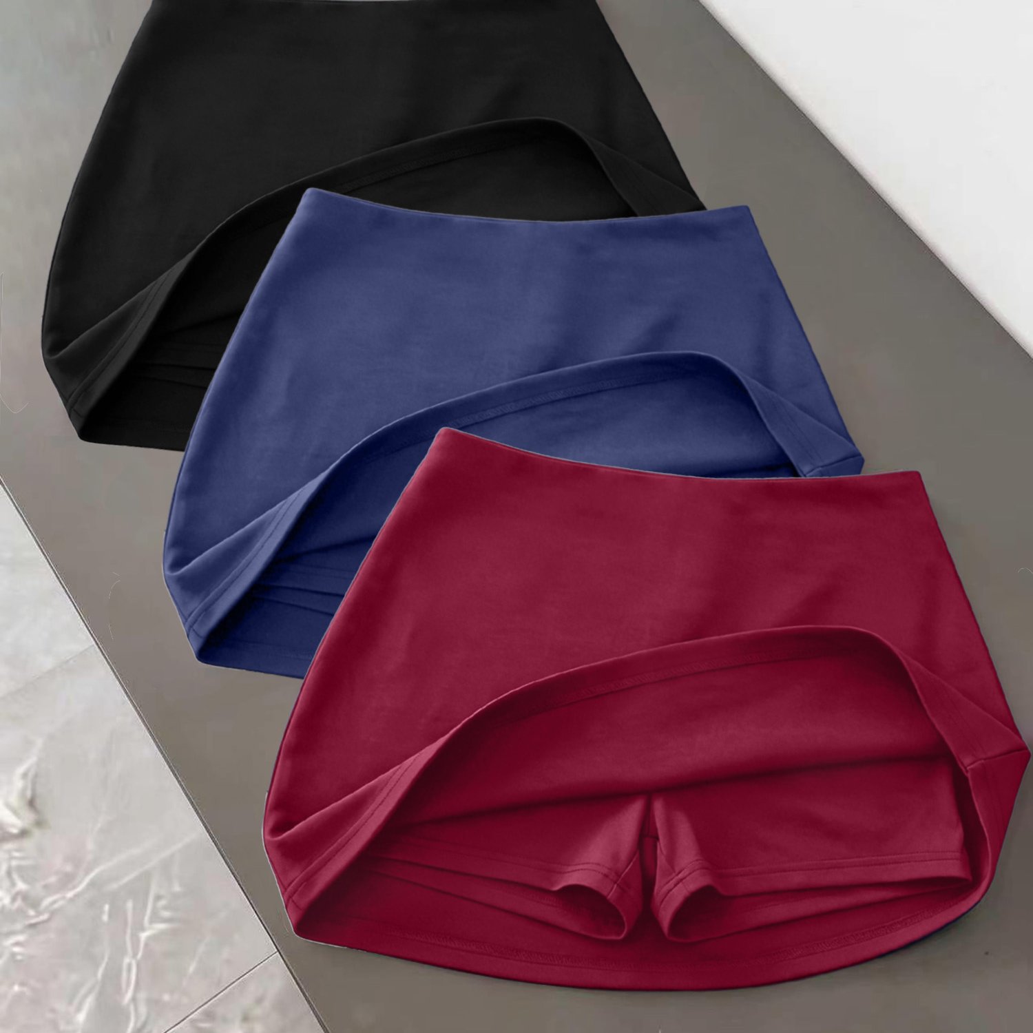 TEMU 3-pack Women's High-waist Stretchy Mini Skirt, 2026 Summer Sexy Bodycon Pencil Skirt, Versatile Skirt That Makes Legs Look