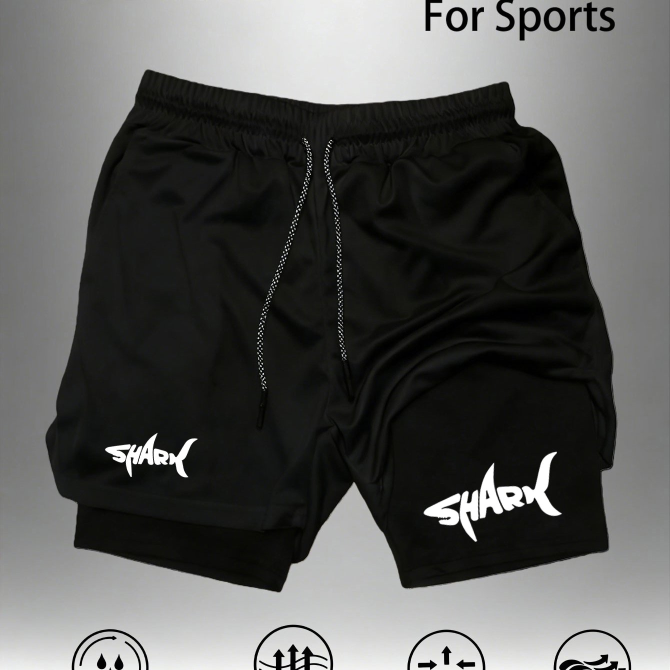 TEMU And Buy Without Hesitation! Graffiti Shark Faith Fitness Shorts | Black And White Design   Print, Interpreting The Sports Function Gene |