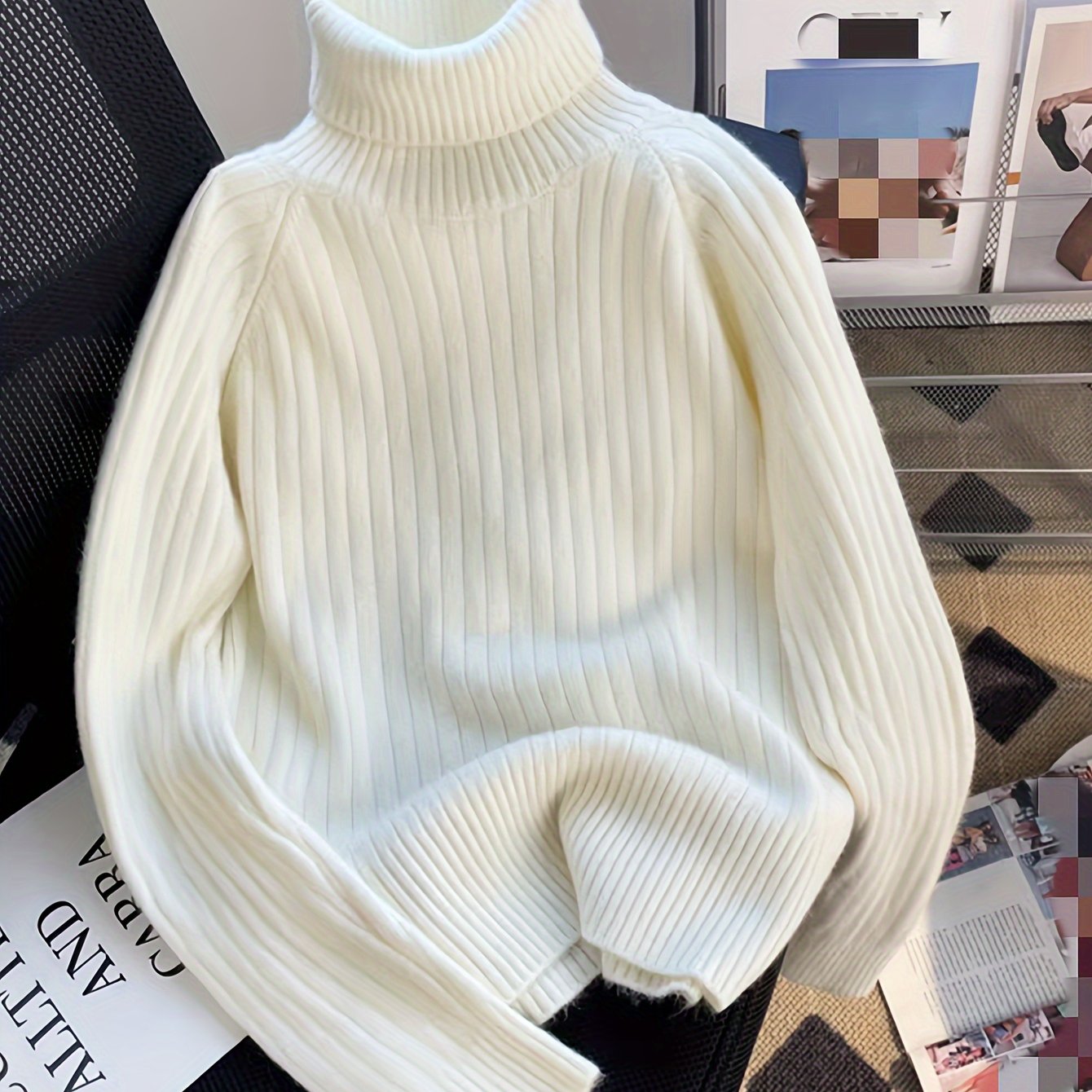 TEMU 【商品名】ン＆アメリカン 秋冬 新作 イージー 万能 リブ ハイネック セーター プルオーバー