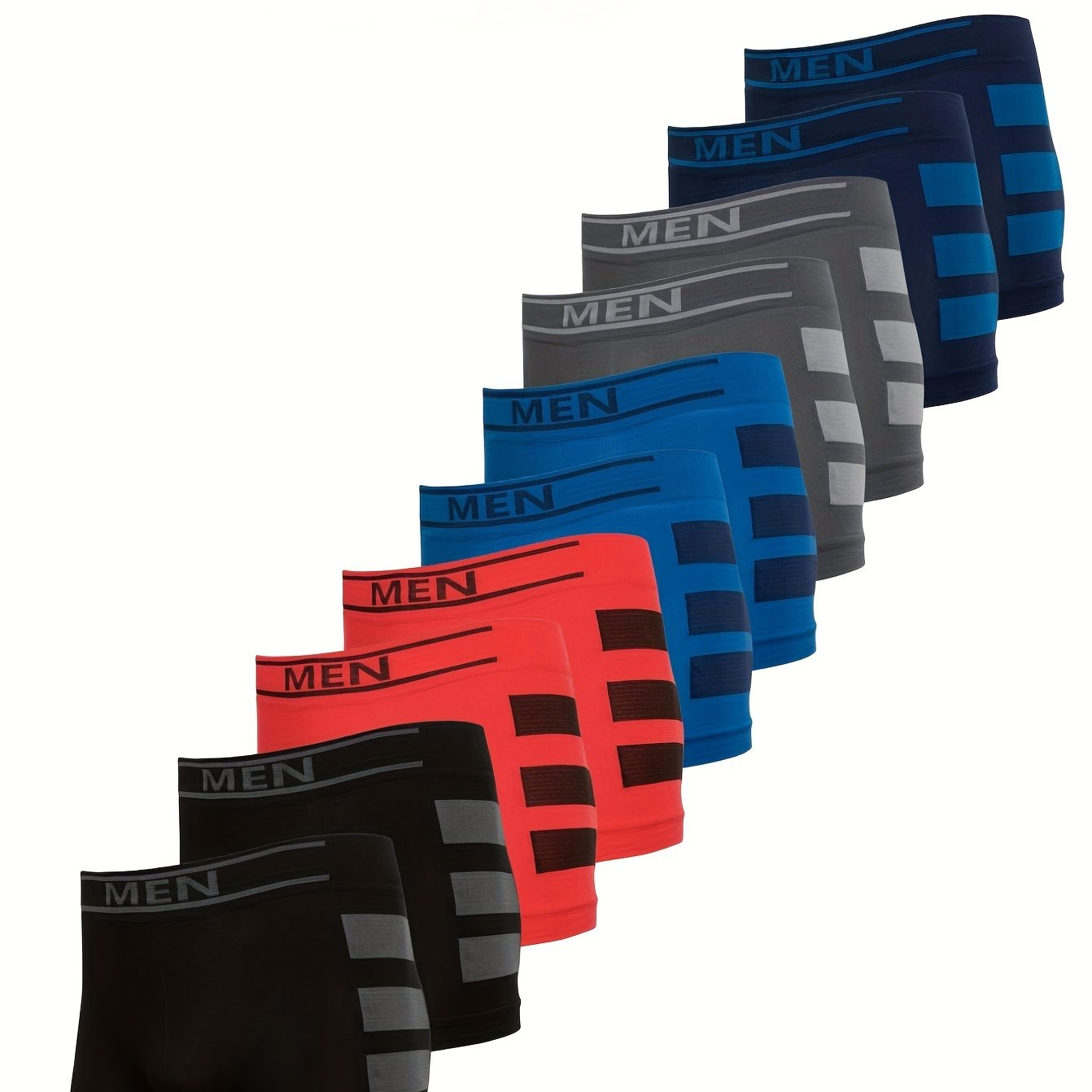 Stylish Series - 10/20pcs Men's Easy Letter Print Stretchy Boxer Briefs - Comfy & Underwear Set