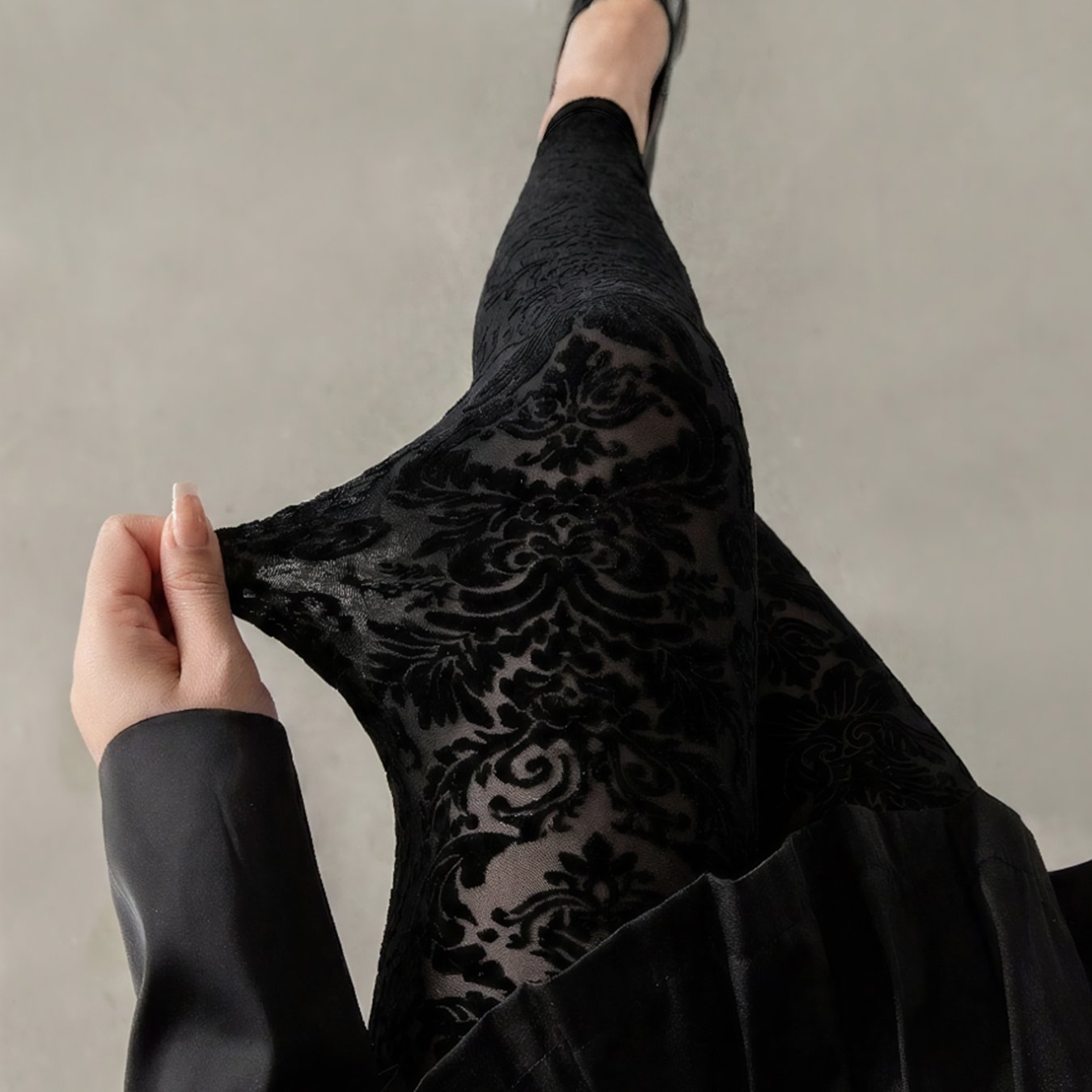 TEMU Women's Fashion Leggings, Velvet Jacquard Texture, High-waist Tummy Control Stretch Tights, Commute Versatile Elegant Trousers, Home And Outdoor