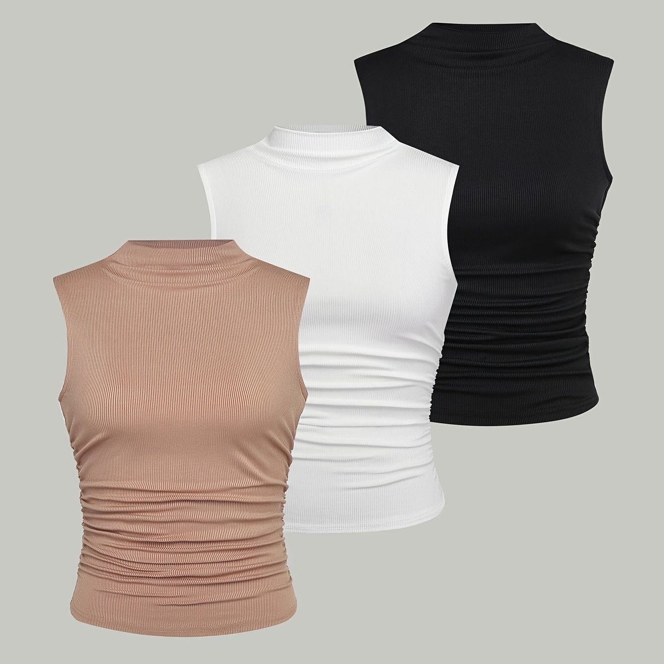 Women's Half-turtleneck Sleeveless Vest, Outerwear With Designer , Elegant Base Layer And Inner Short Top