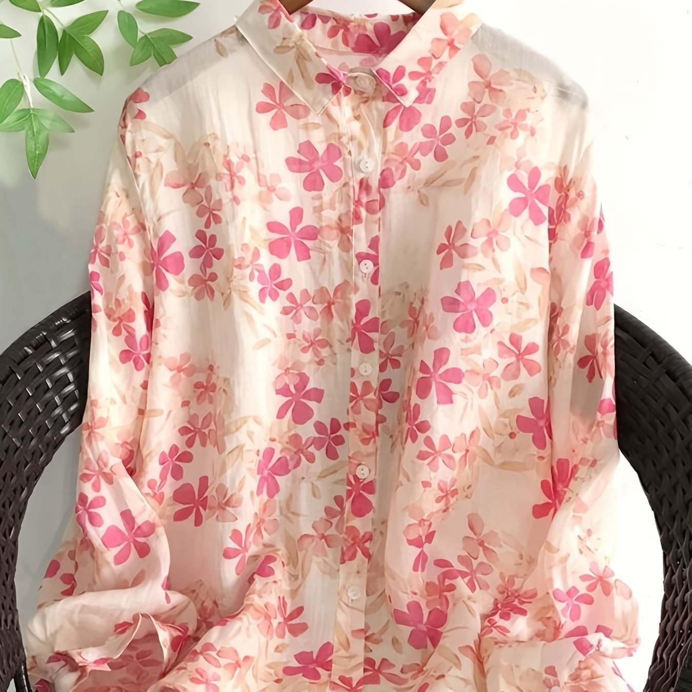 Women's Cottagecore Floral Blouse - Lightweight Loose-fit Button- Shirt With Collar, Breathable Layering Top Suitable For Spring Summer Fall, Casual Wear, Machine Washable Cottagecore Blouse