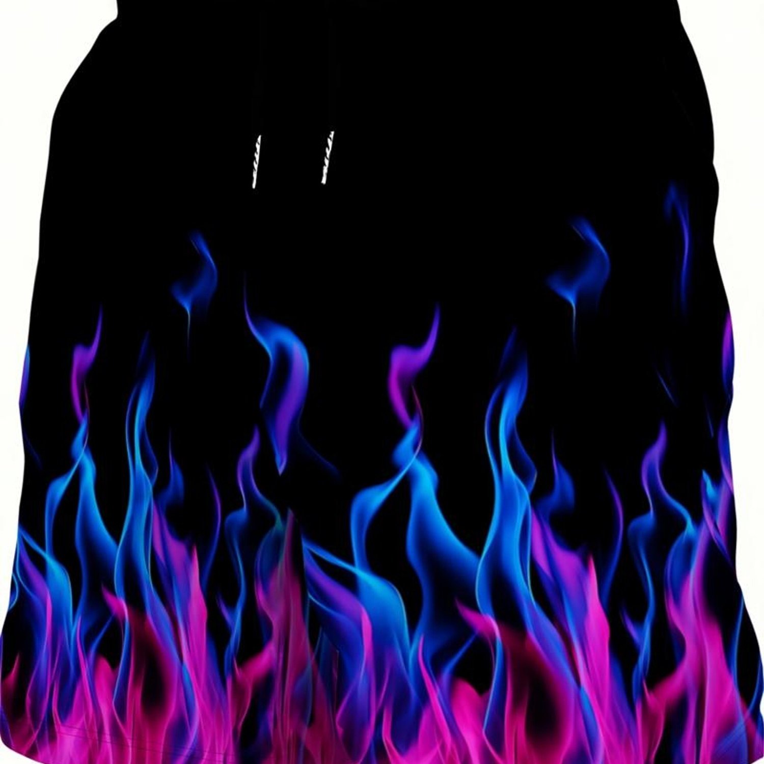 TEMU Plus Size Men's Non - Pleated Shorts, Colorful Flame Print (blue & Pink/purple Flames), Polyester Material, Multiple Sizes , Stylish For Casual