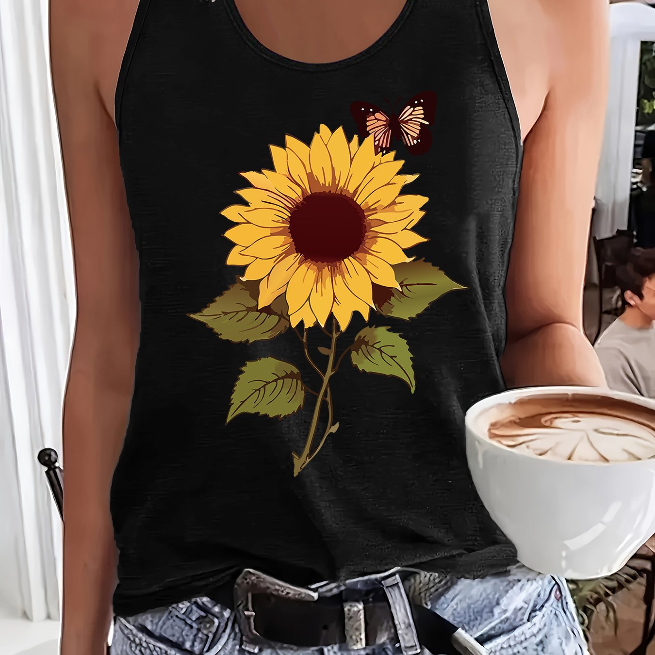 TEMU Graphic Print Tank Top, Sleeveless Casual Top For Summer & Spring, Women's Clothing