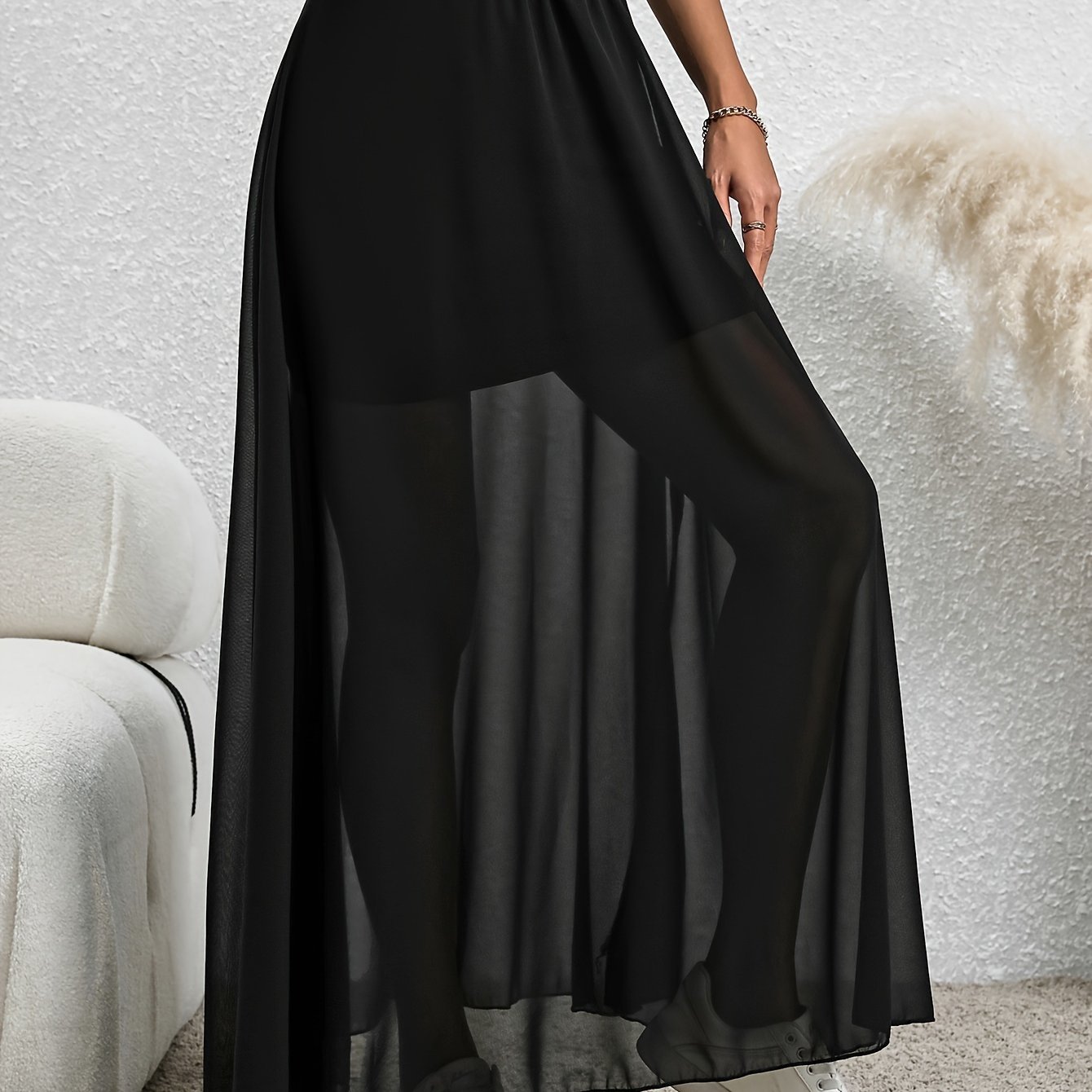 Women's Holiday Wind High-waisted Chiffon Mid-length Flowing Beach Skirt