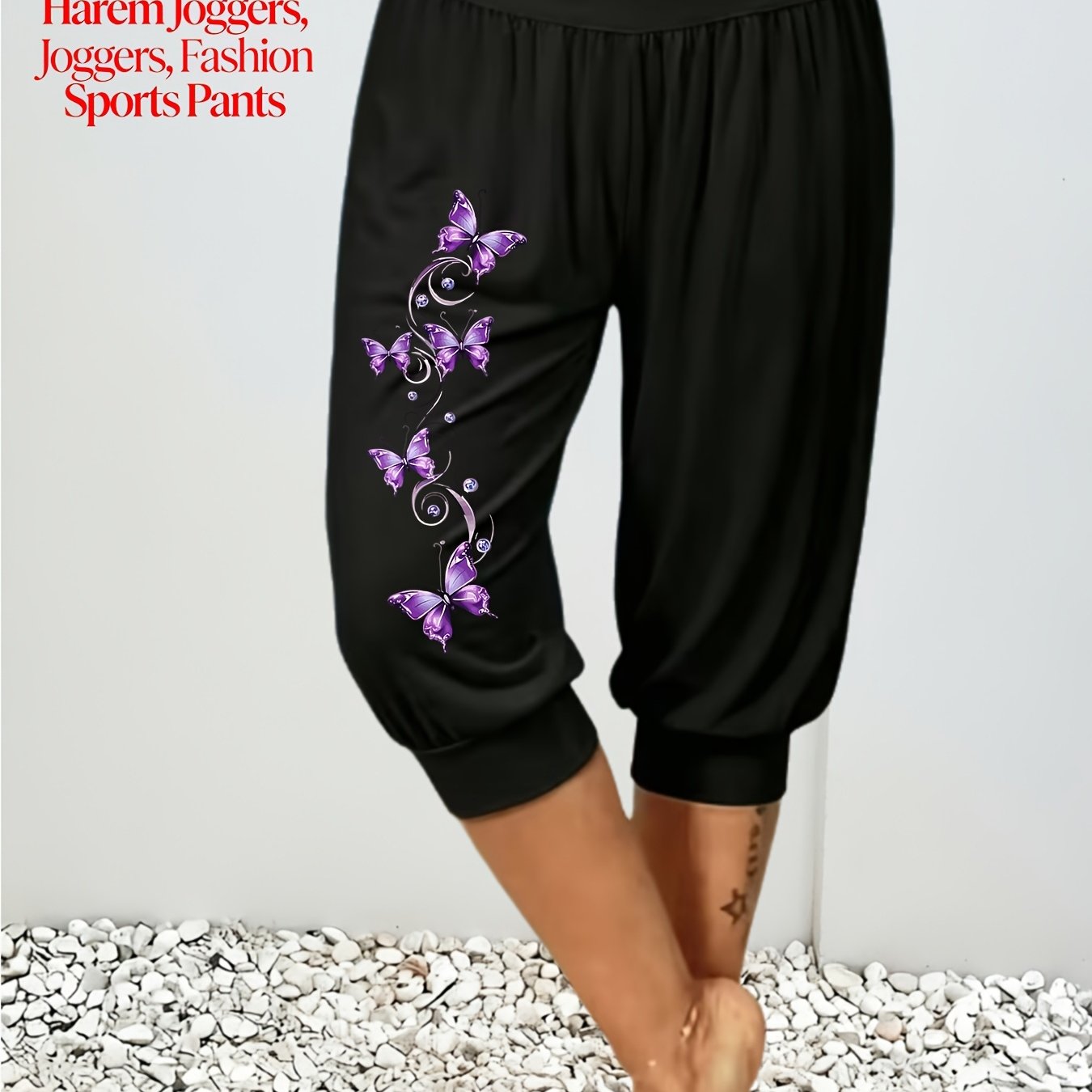 TEMU Marked Women's Clothing Sister Outfit Ladies Fashion European And Comfortable Loose Harem Pants Cropped Pants, Print European And American Harem