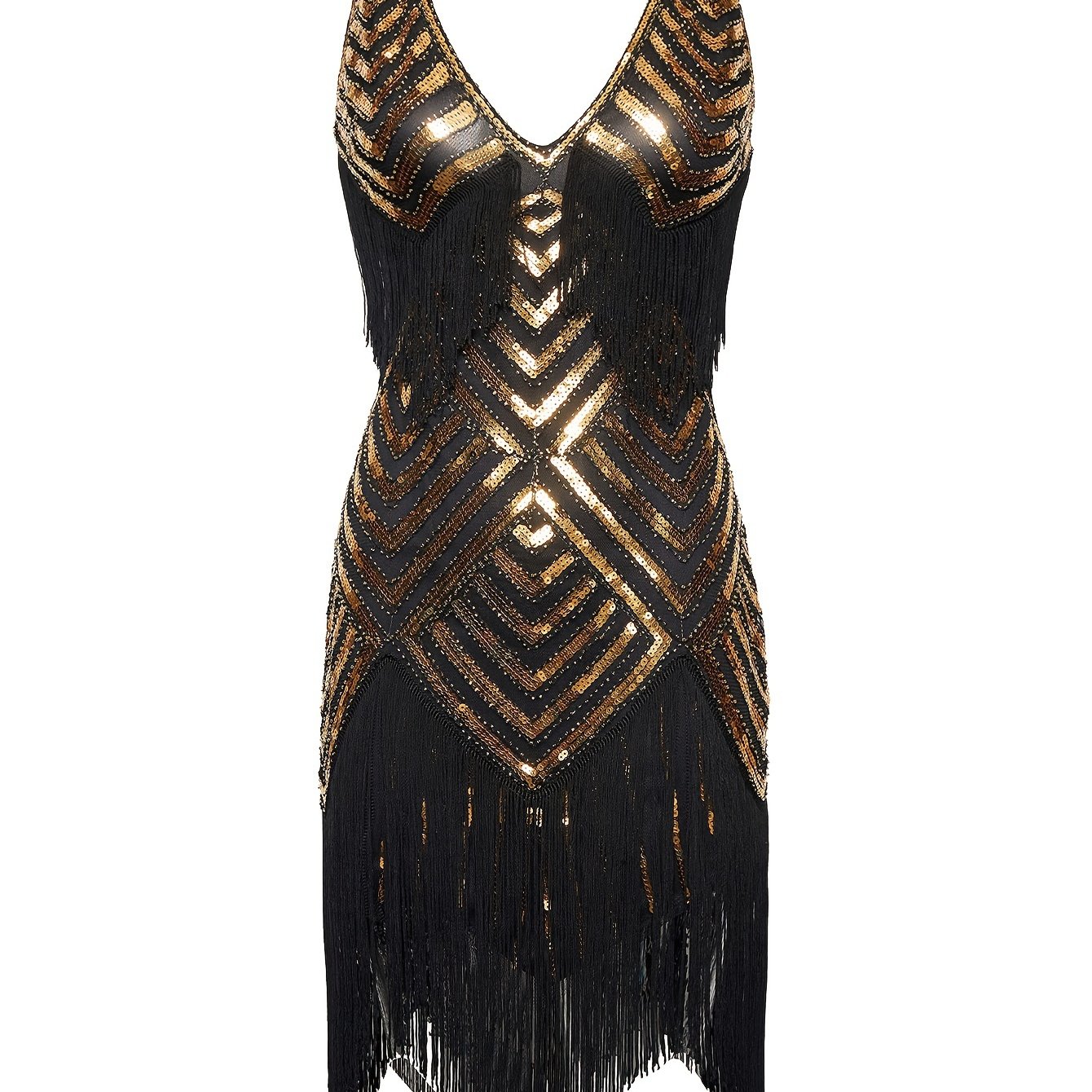 blue dress for baby girl 1920s Black & Gold Beaded Evelyn Flapper Dress