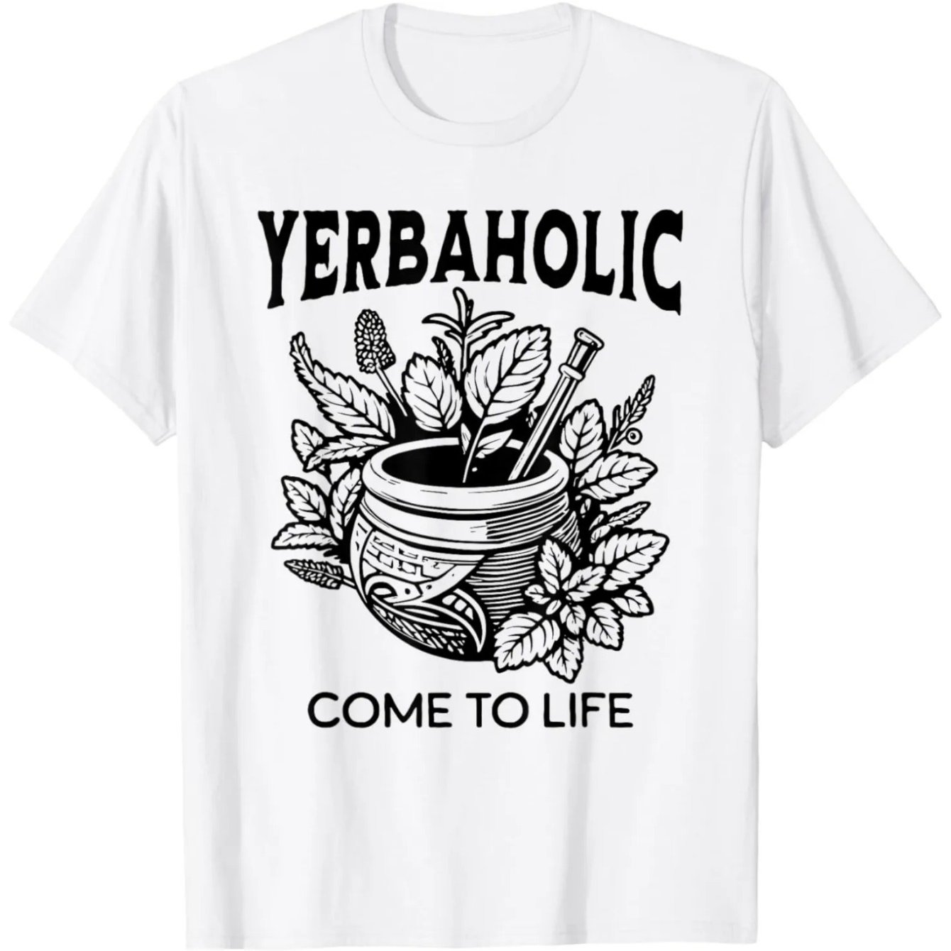Yerbaholic Yerba Mate Lover Argentina Pride T-shirt | Men Humor , Short Sleeve, Unisex Loose Fit, Crew Neck, Print Pattern, Medium Stretch Fabric, Casual Wear