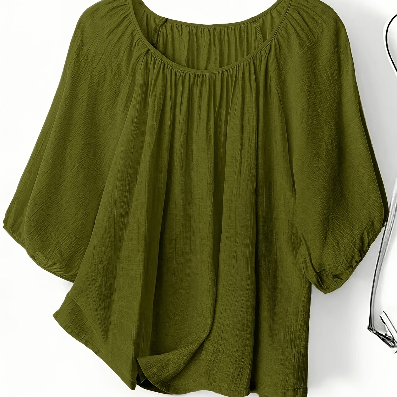 TEMU Plus Size, Lightweight, Breathable, Plus-size Round-neck Simple And Stylish Casual Daily Vacation Solid-color Fashionable European And American