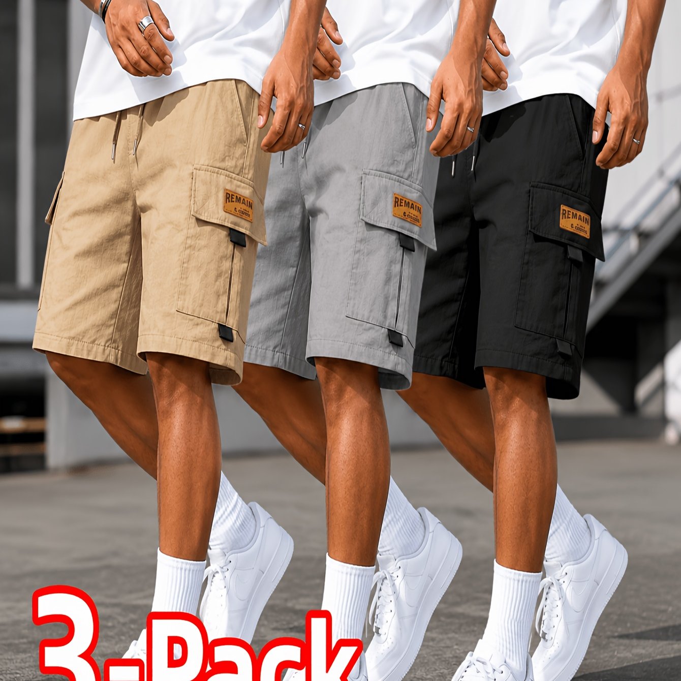 TEMU 6pcs And 3pcs Men's Casual Work Shorts - Solid Color, Smooth Polyester Woven Fabric - Summer Work Clothes | Regular Fit | Large Pocket | Multi