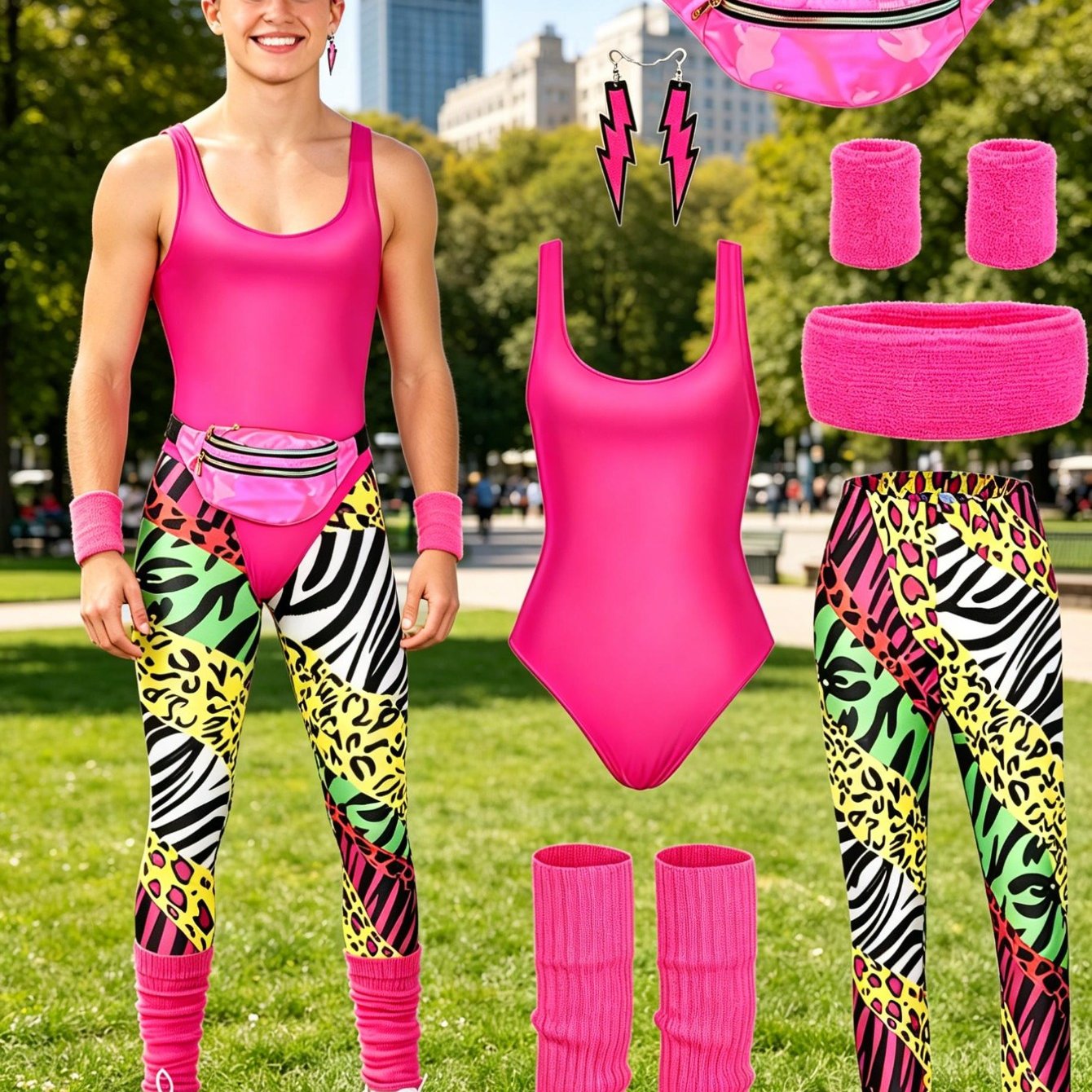 Image of 1 Set Of Retro Clothing For Teenagers, A 7pcs Set Of 80s Style Clothing, Very Suitable For Teenage Clothing, Is For , For Teenager