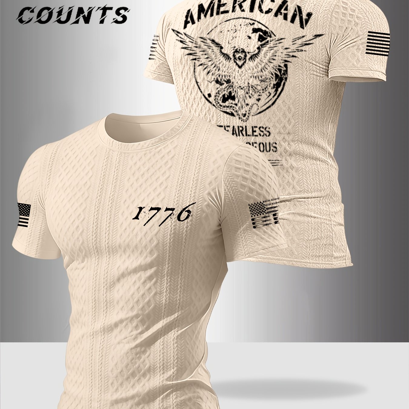 TEMU T-shirt d'été décontracté pour homme, col ras du cou, manches courtes, texture premium, motif imprimé tendance, tissu texturé confortable et