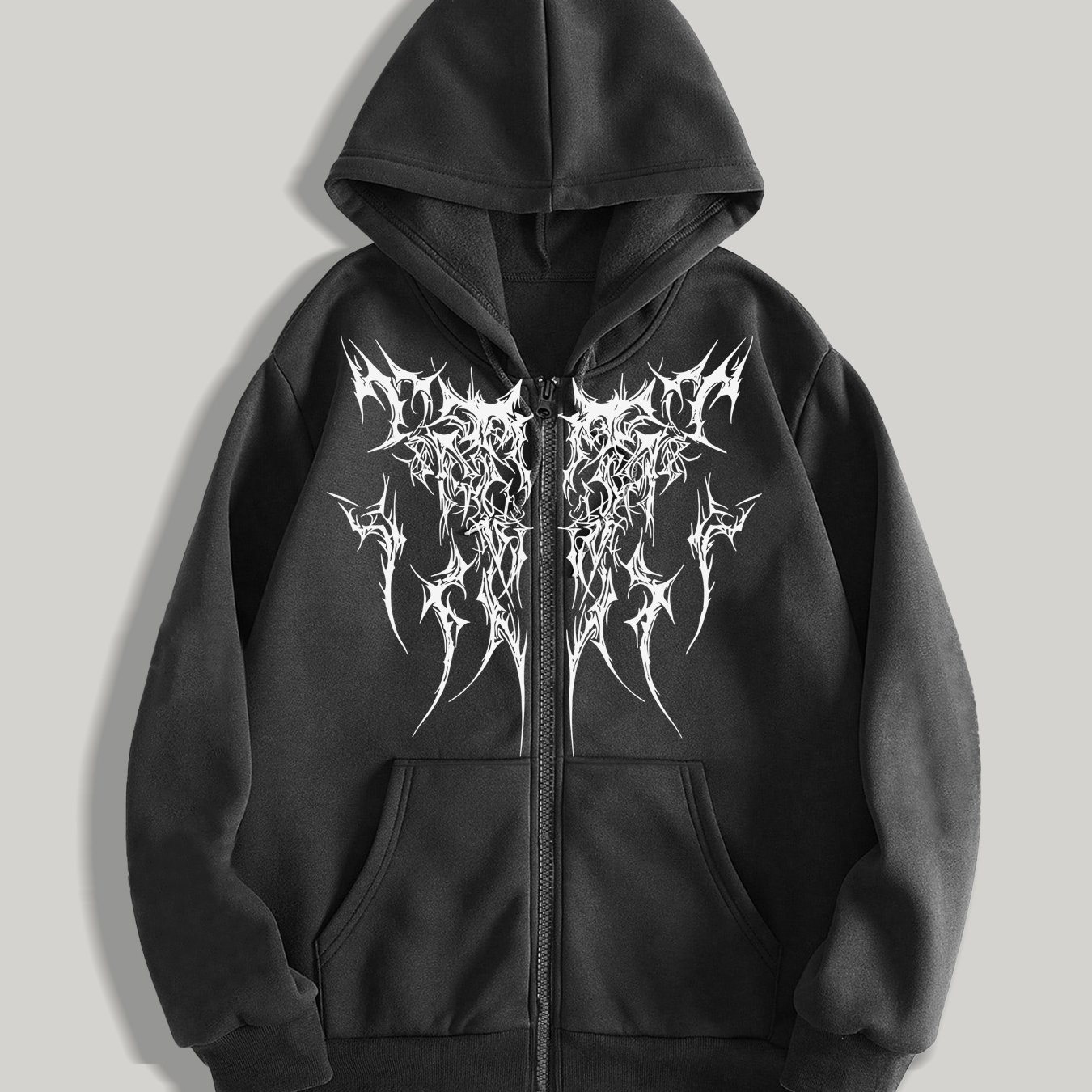 Gothic Dark Style Printed Men's Spring Zip-up Hoodie